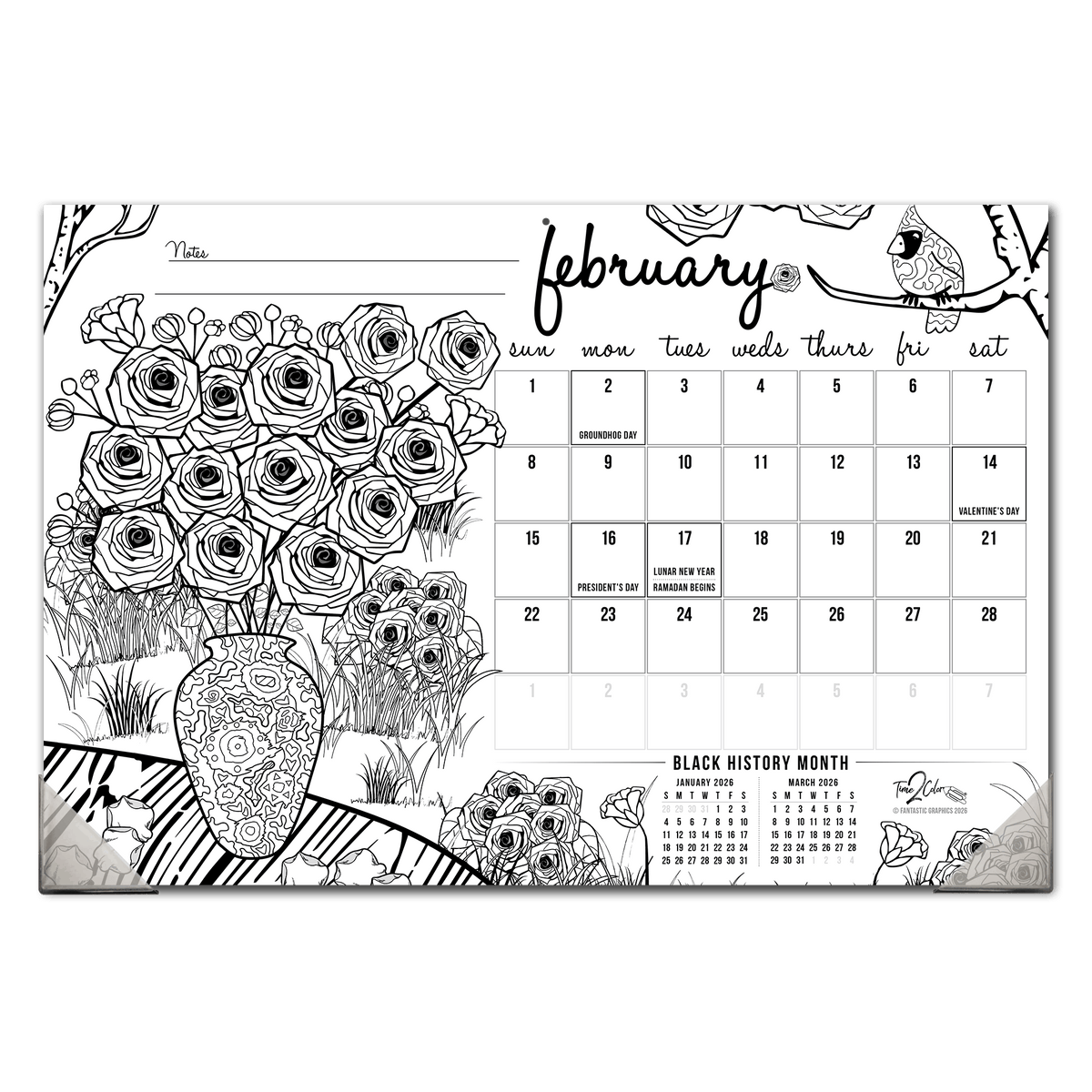 2027 Seasons 19” x 13” Home Edition Desk Blotter/Wall Coloring Calendar
