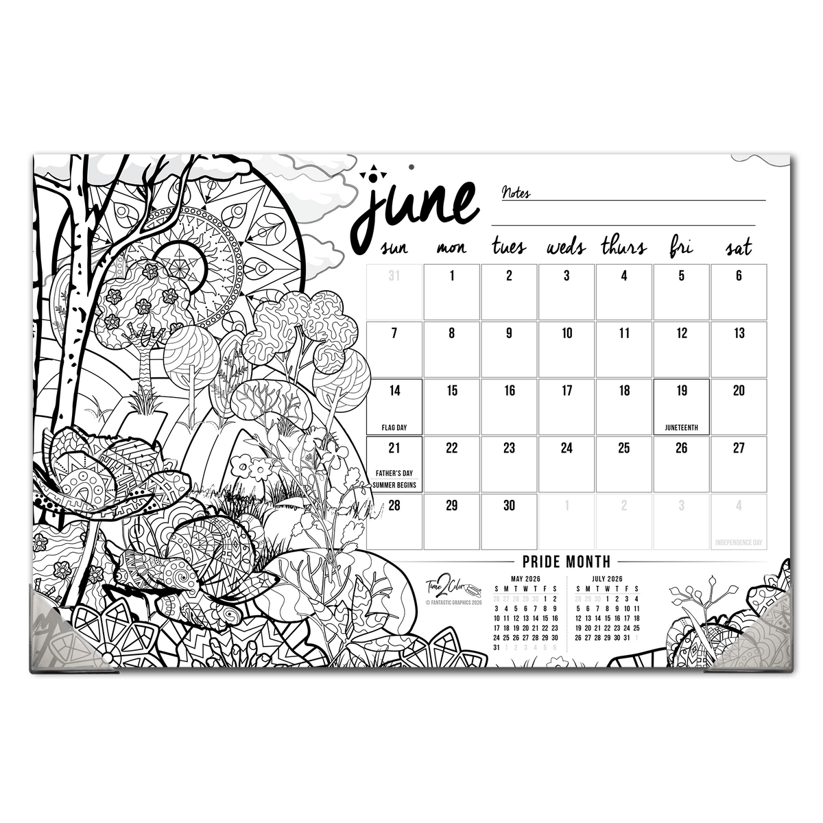 2027 “Christmas” Holiday 19” x 13” Home Edition Desk Blotter/Wall Coloring Calendar