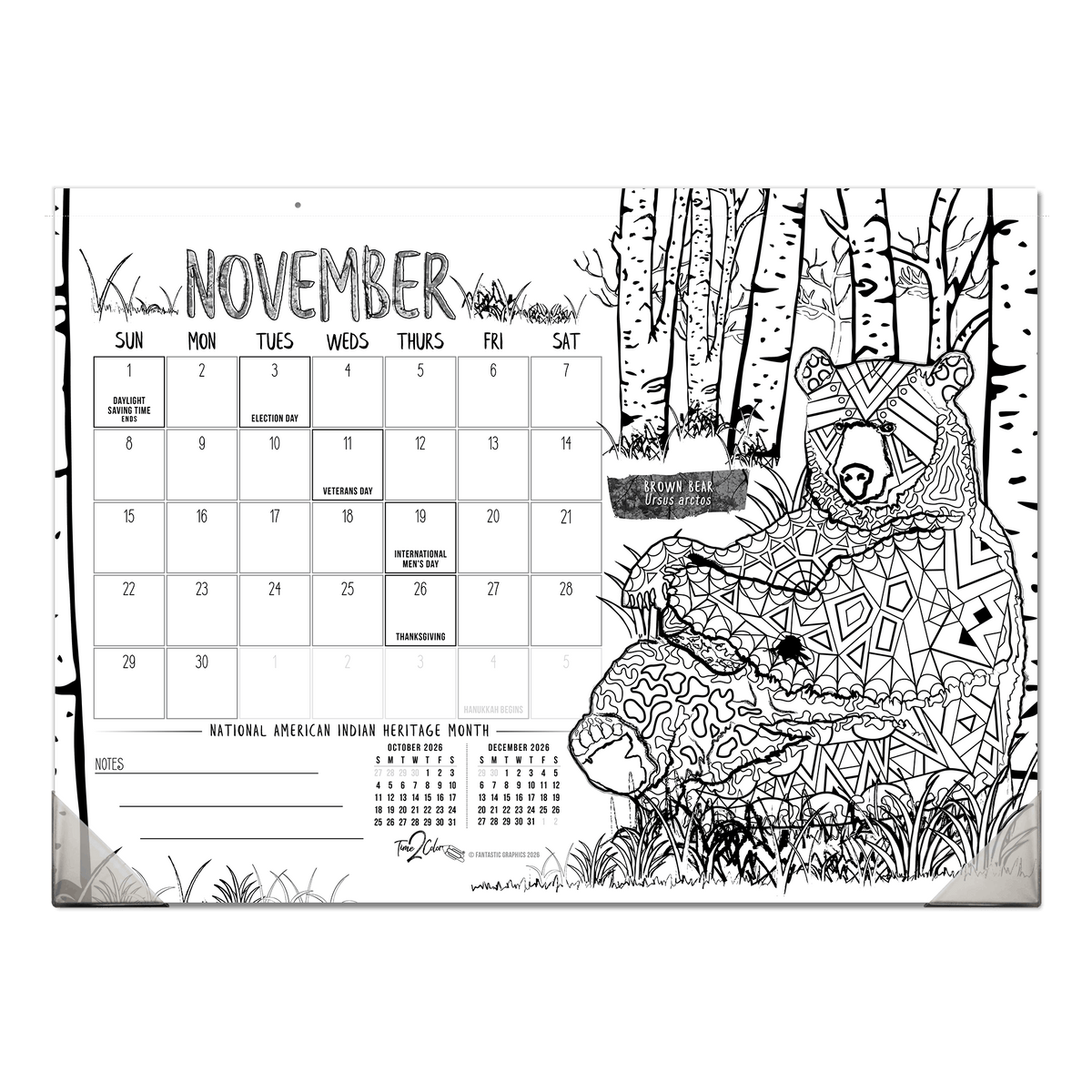 2027 Nature 22” x 16” Office Edition Desk Blotter/Wall Coloring Calendar