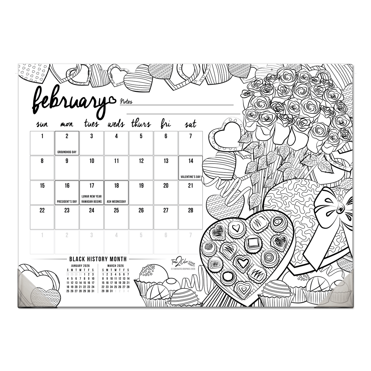 2027 “Christmas” Holiday 22” x 16” Office Edition Desk Blotter/Wall Coloring Calendar