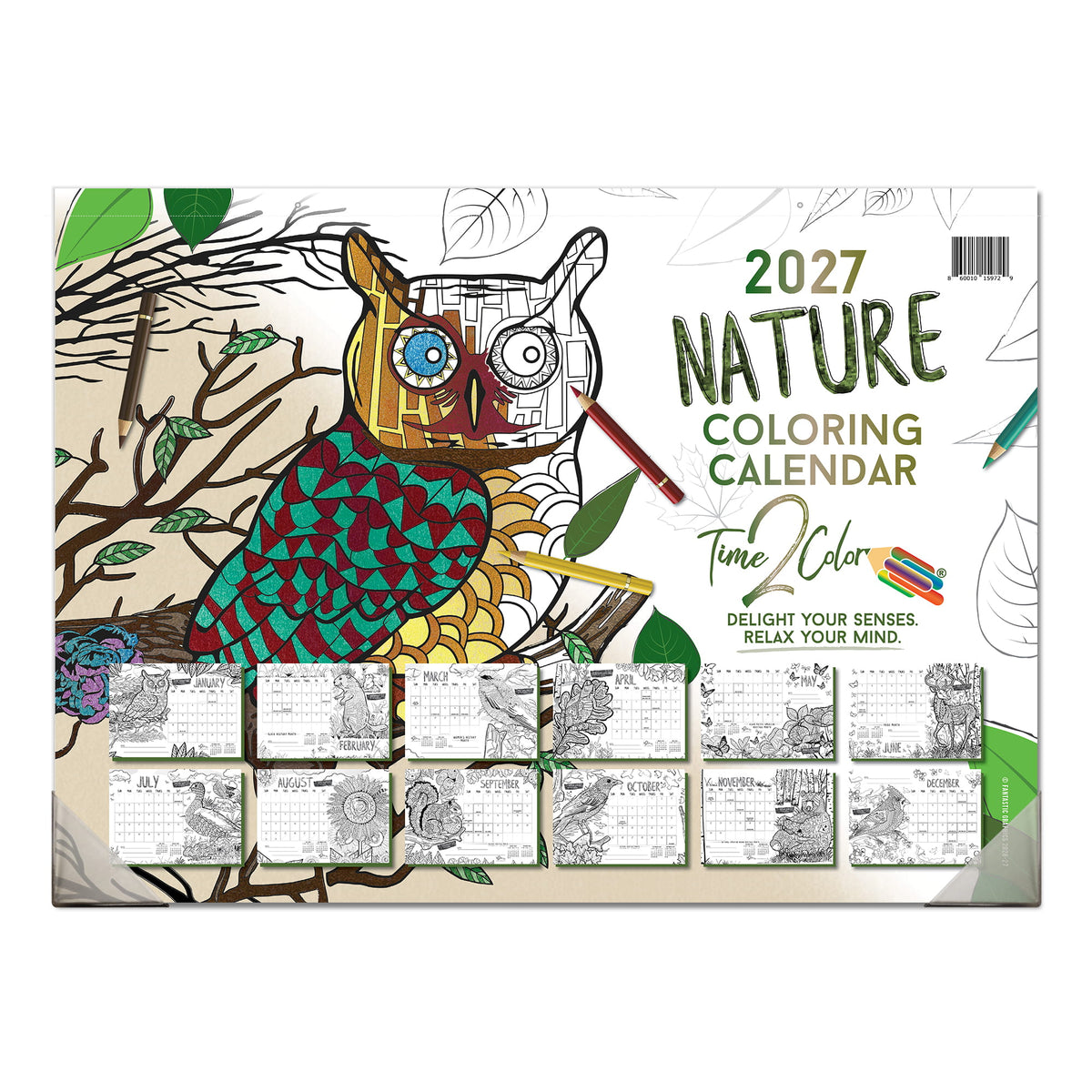 2027 Nature 22” x 16” Office Edition Desk Blotter/Wall Coloring Calendar