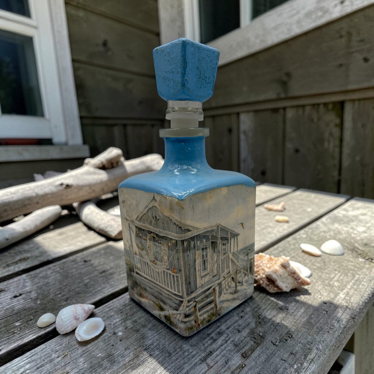 Beach Theme Collectable Bottle: Beach Shack Refillable Bar Decor