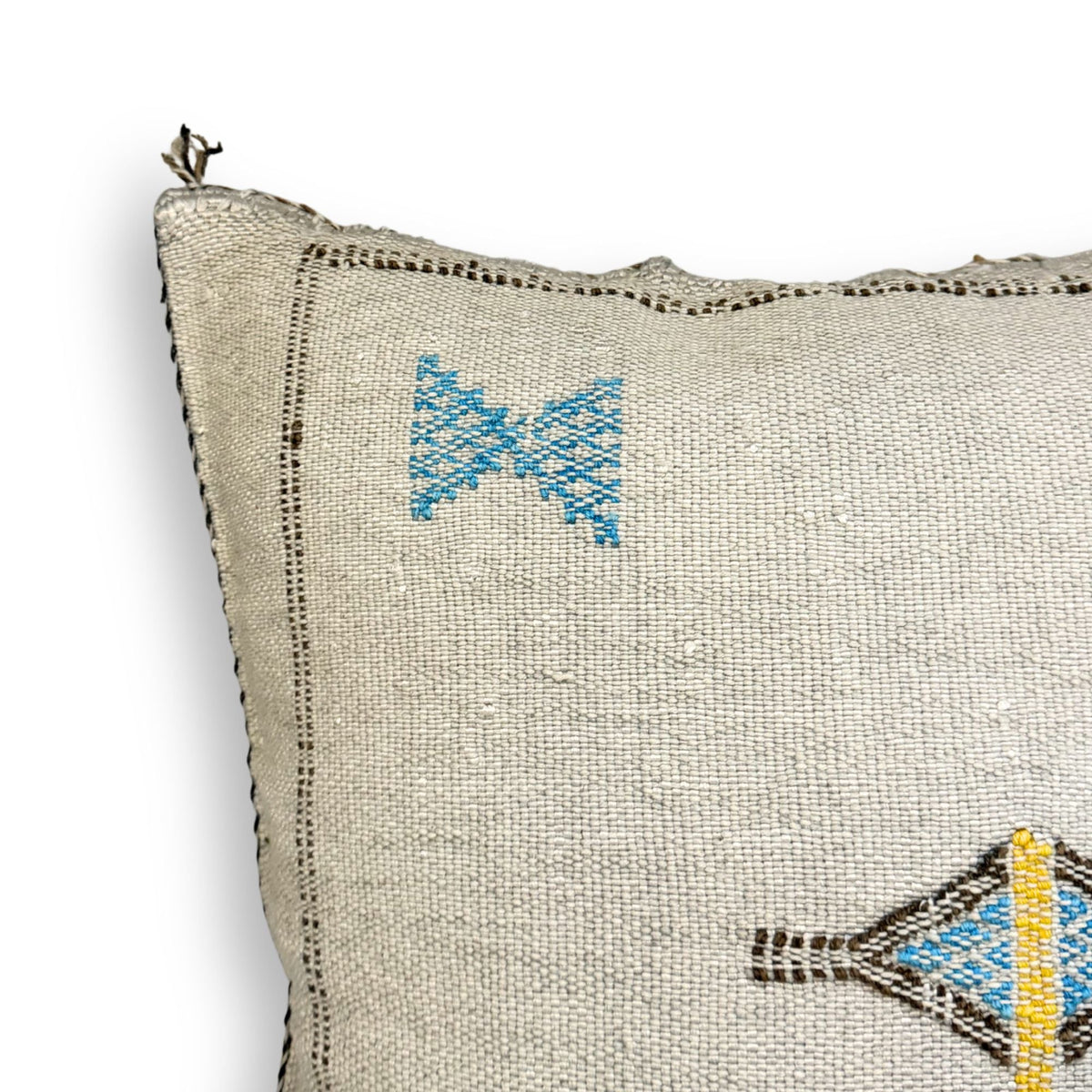 Ivory Sabra Cactus Silk Kilim Pillow Cover | Handwoven Moroccan Home Decor