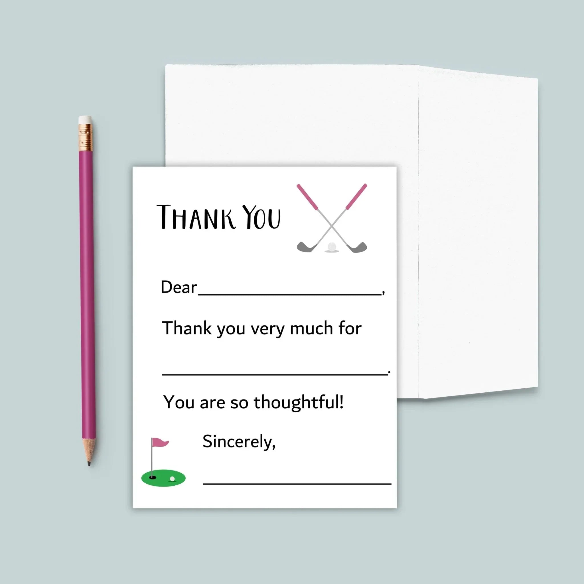 Golf (Pink) - Fill-in Thank You Notes - The Note House