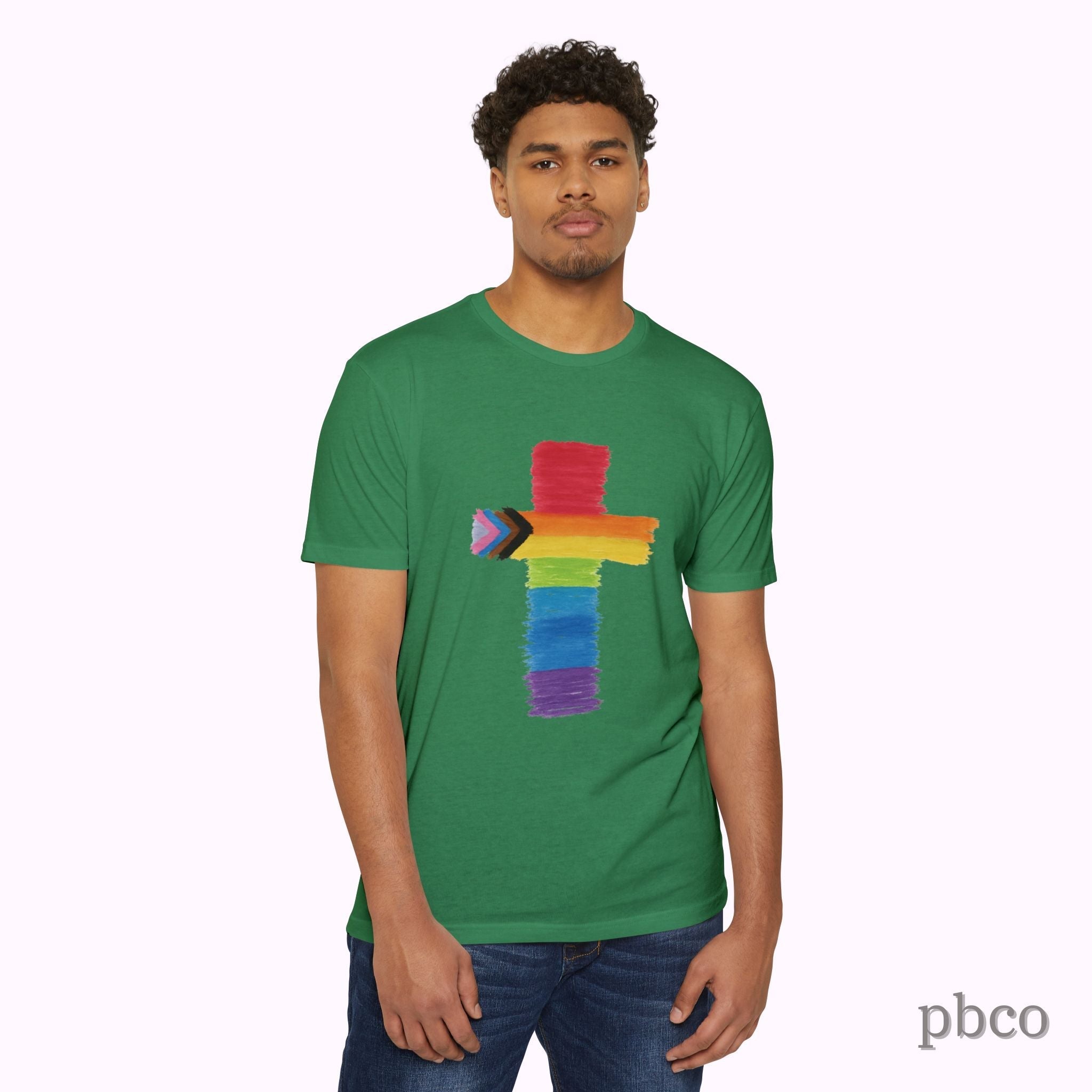 Inclusion Cross T-Shirt | Progress Pride | Affirming Faith