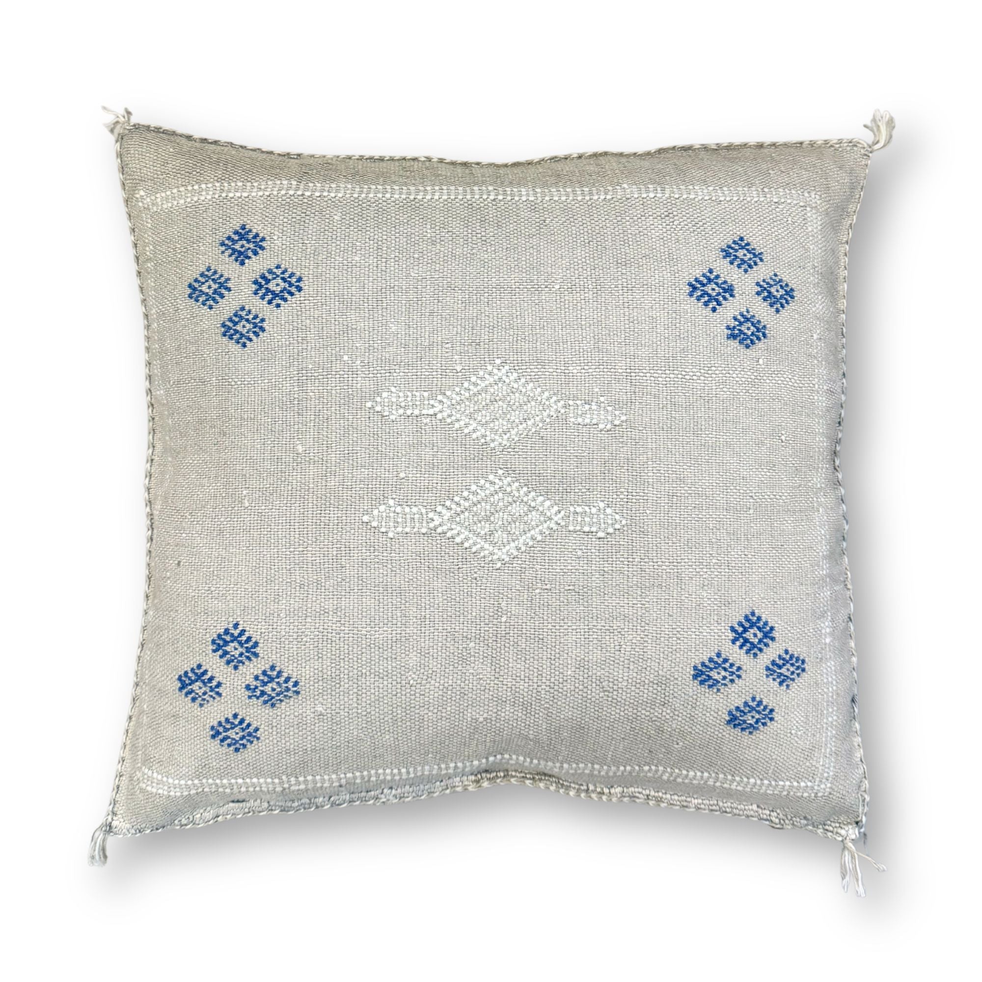 Ivory Sabra Cactus Silk Kilim Pillow Cover | Handwoven Moroccan Home Decor