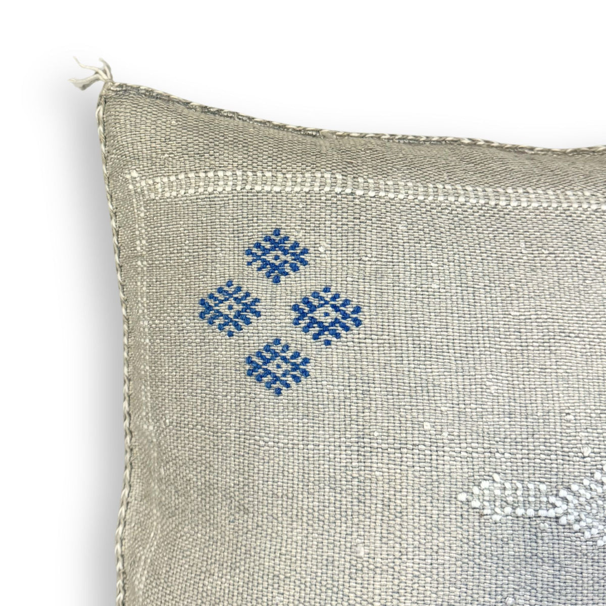 Ivory Sabra Cactus Silk Kilim Pillow Cover | Handwoven Moroccan Home Decor