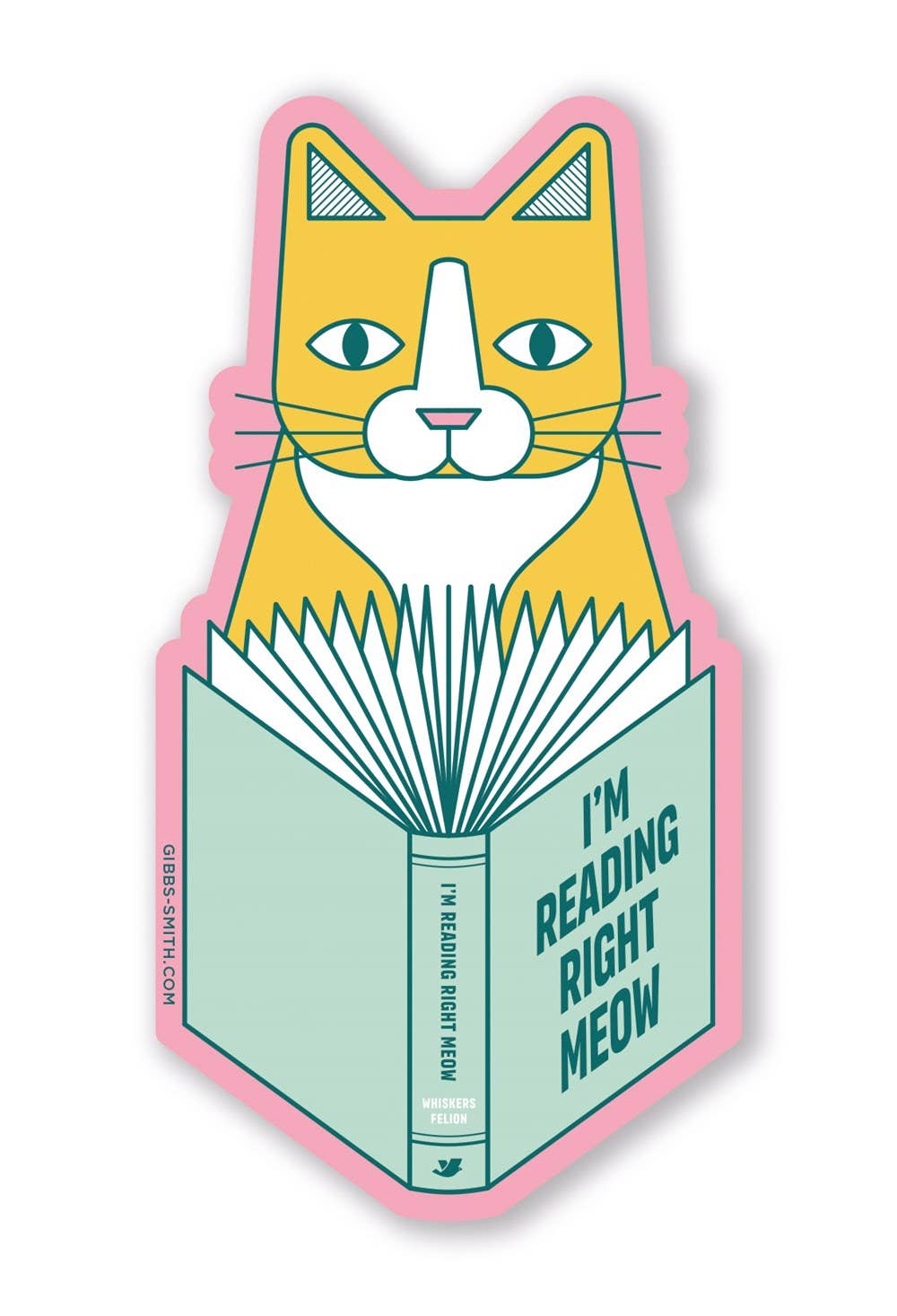 Sticker with a cat and an open book with &