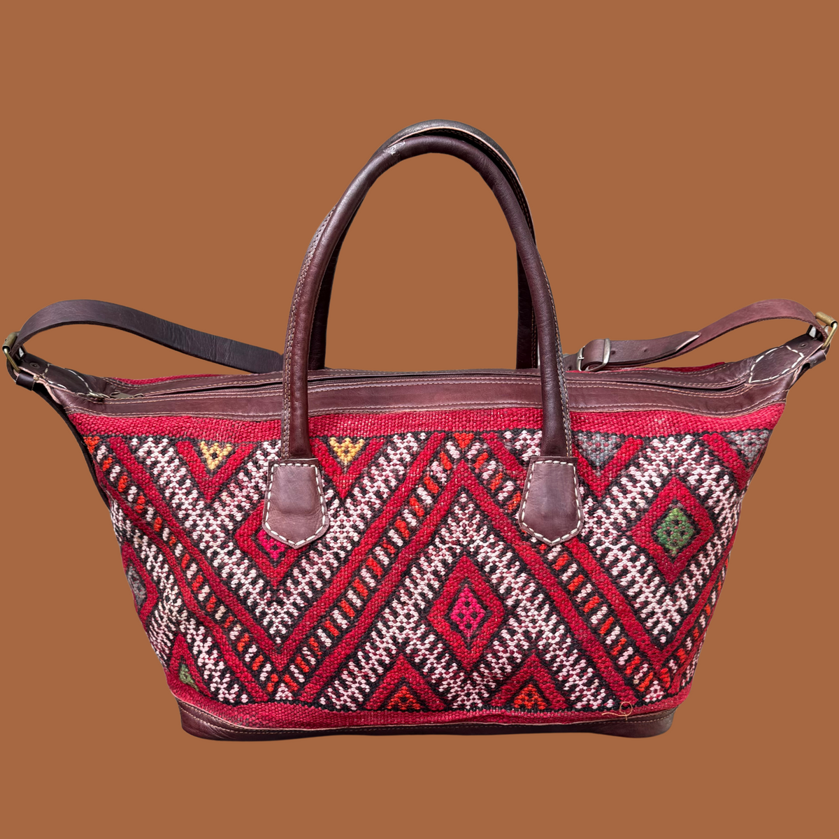 Kilim & Leather Weekender Bag