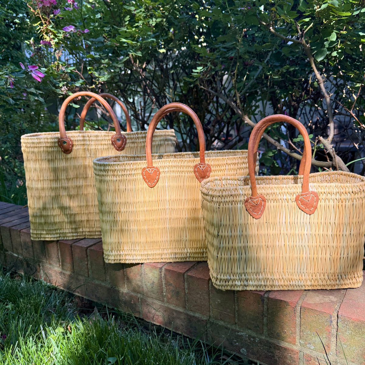 Structured Moroccan Market Basket Tote with Leather Handles