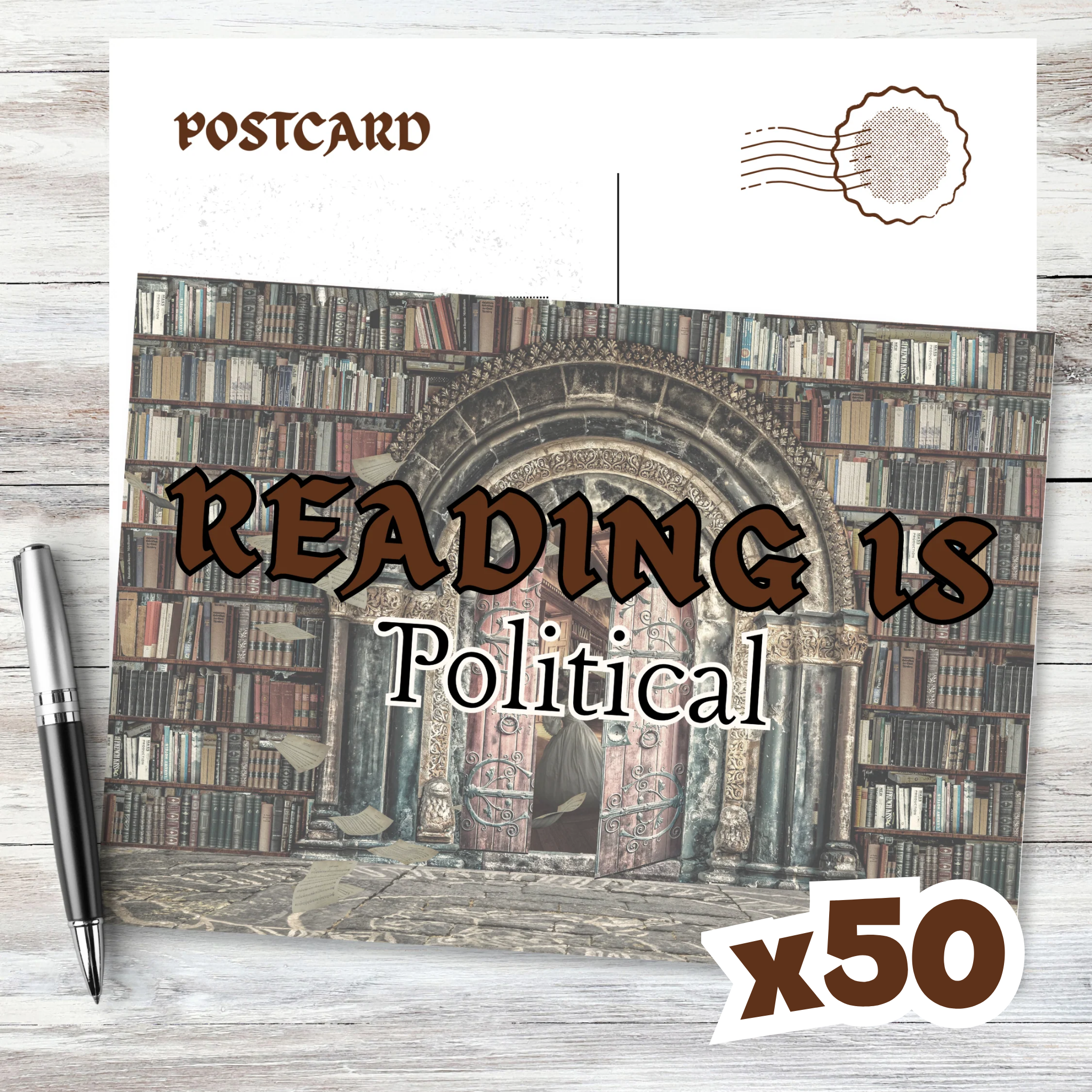 Postcards to Voters: Reading is Political Postcard