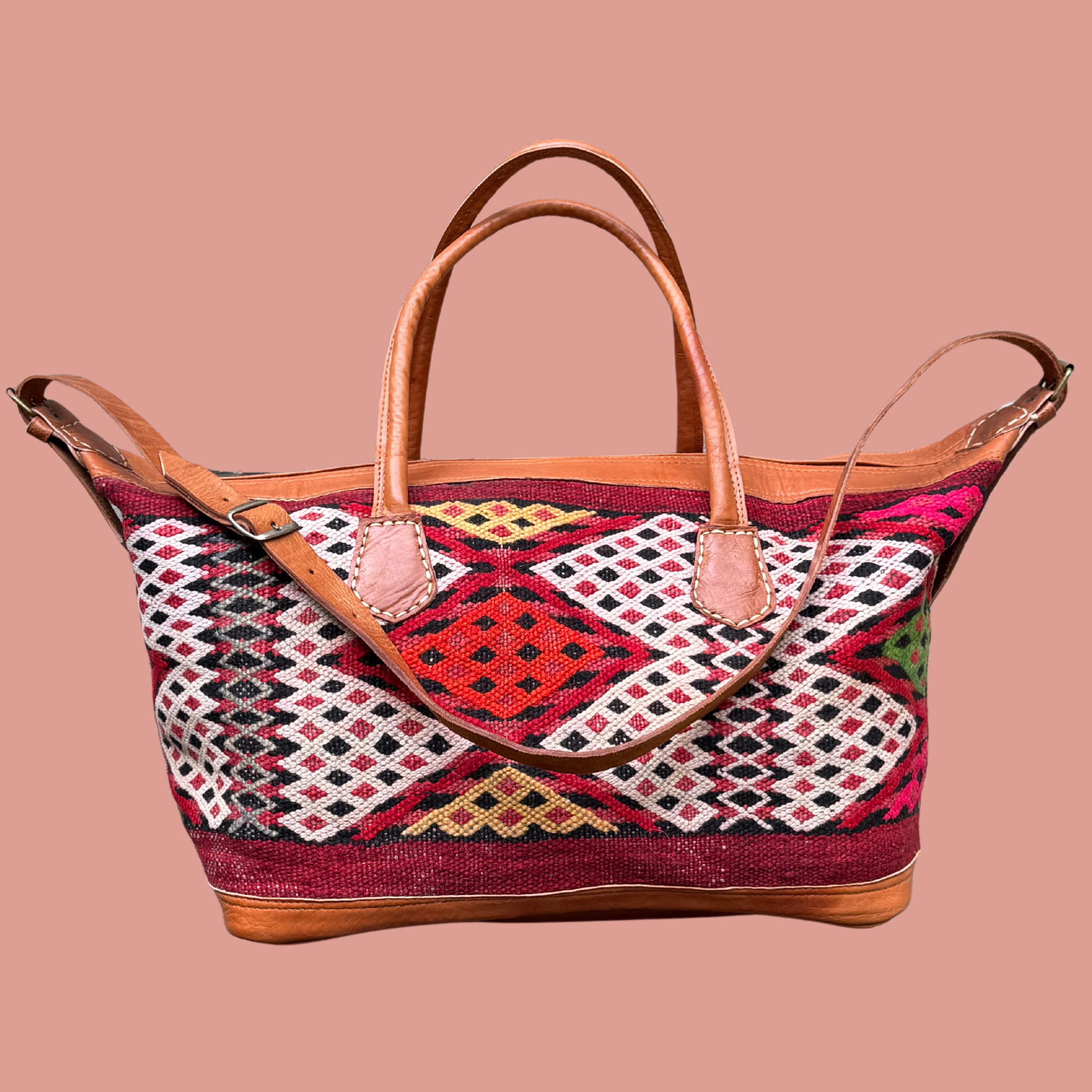 Kilim & Leather Weekender Bag