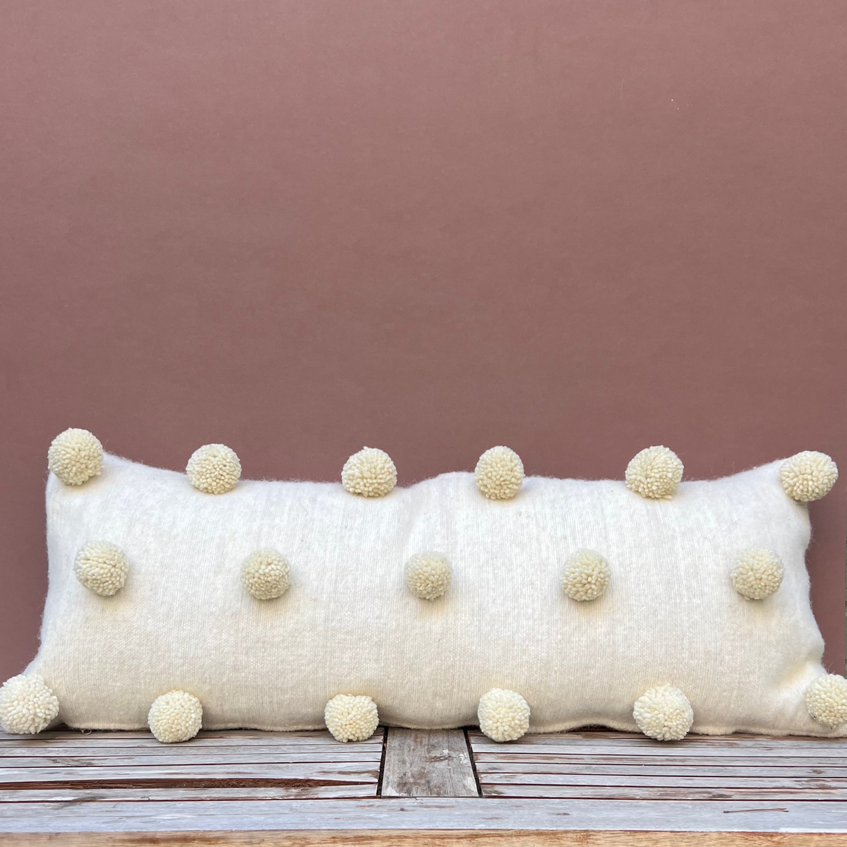 Wool Pom Pom Lumbar Pillow