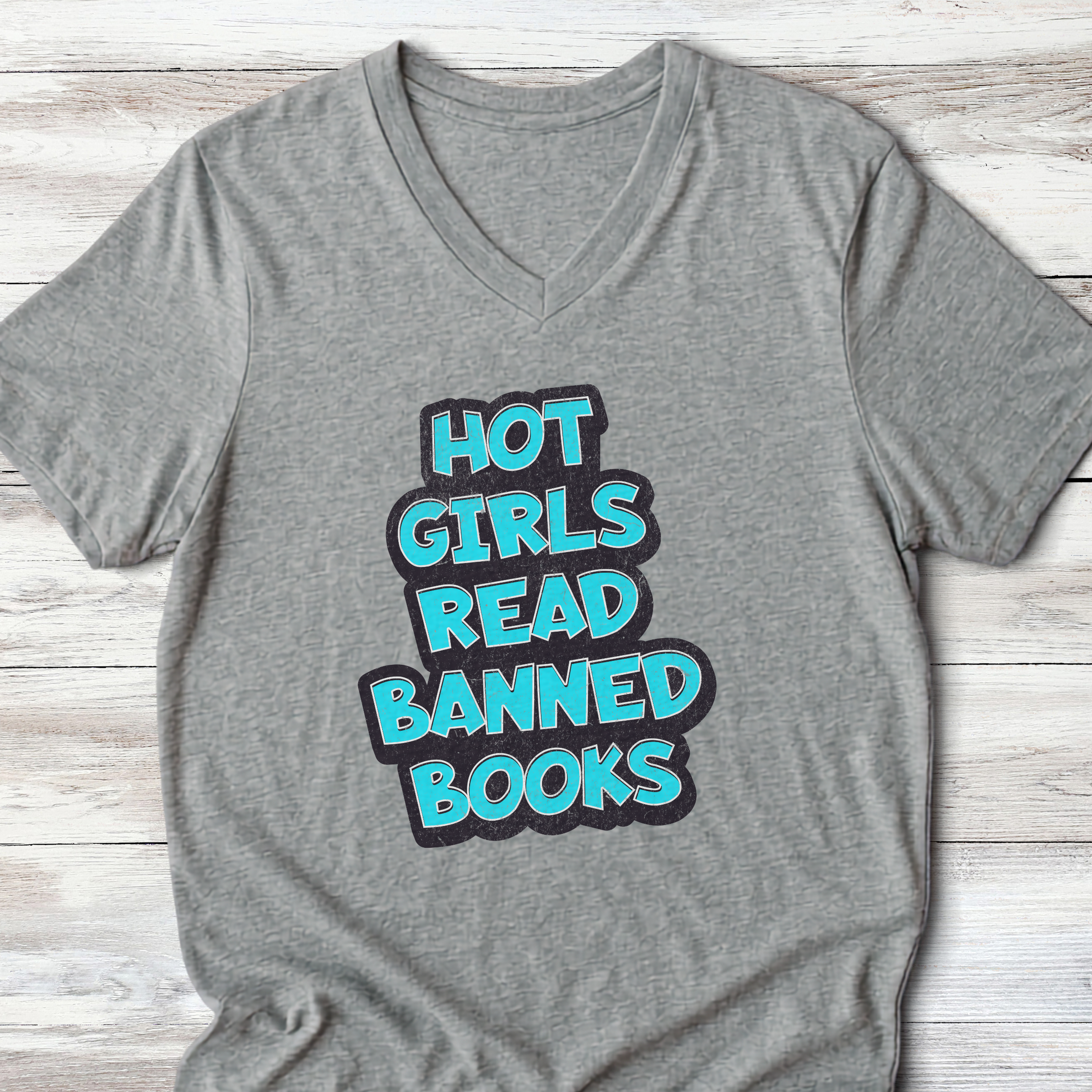 Hot Girls Read Banned Books Shirt, Librarian Gift, Book Lover Shirt, Freedom to Read V-Neck