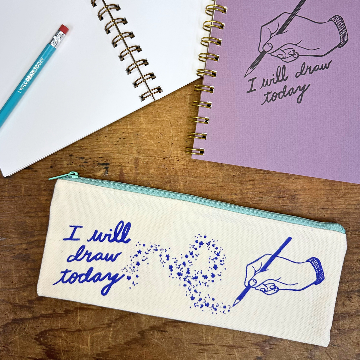 I Will Draw Today Pencil Pouch
