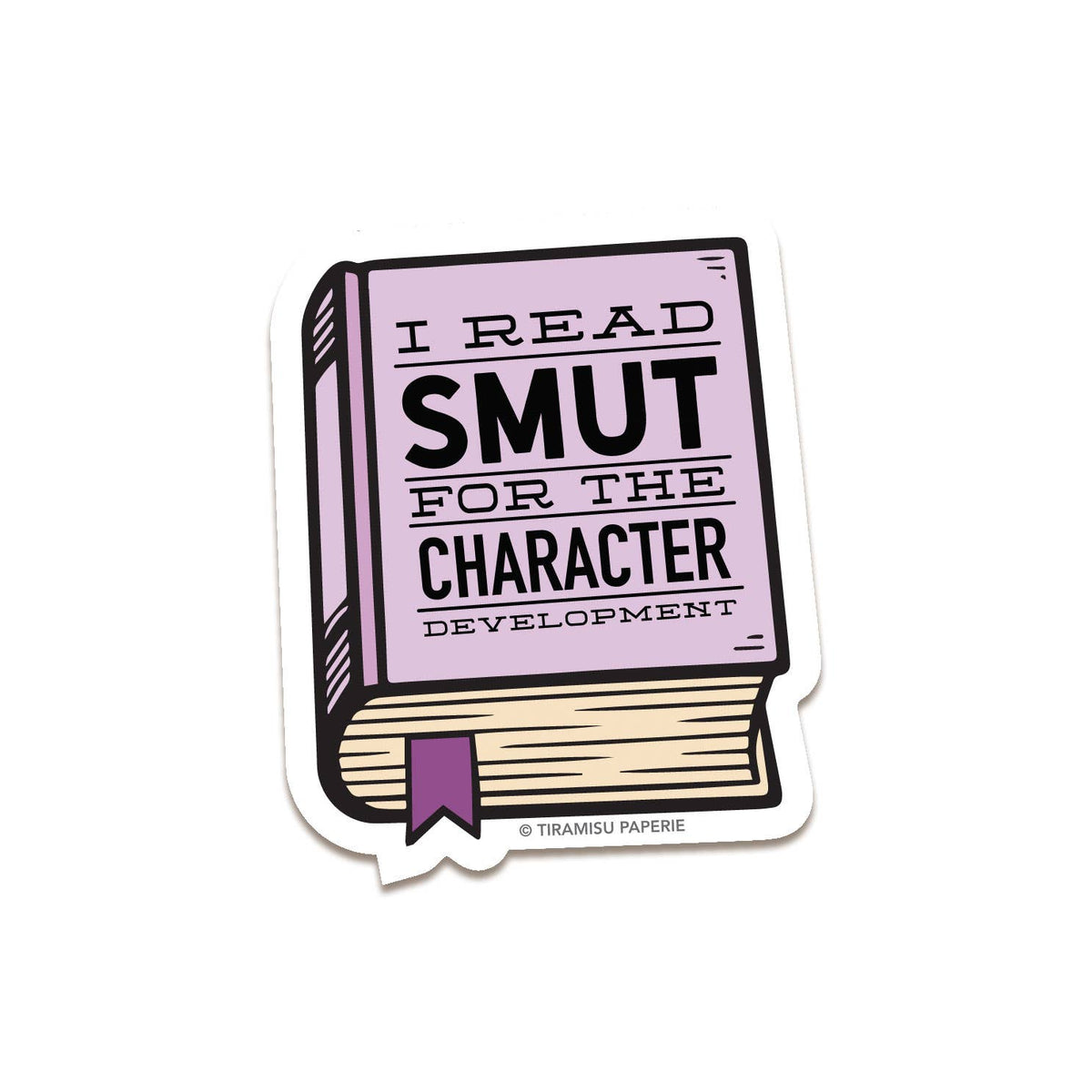 Sticker of a book with text &