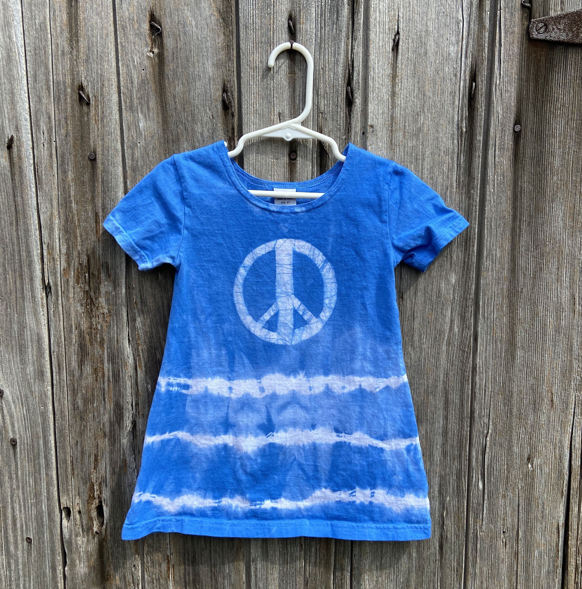 Girls Peace Sign Dress with Tie Dye, Short Sleeves