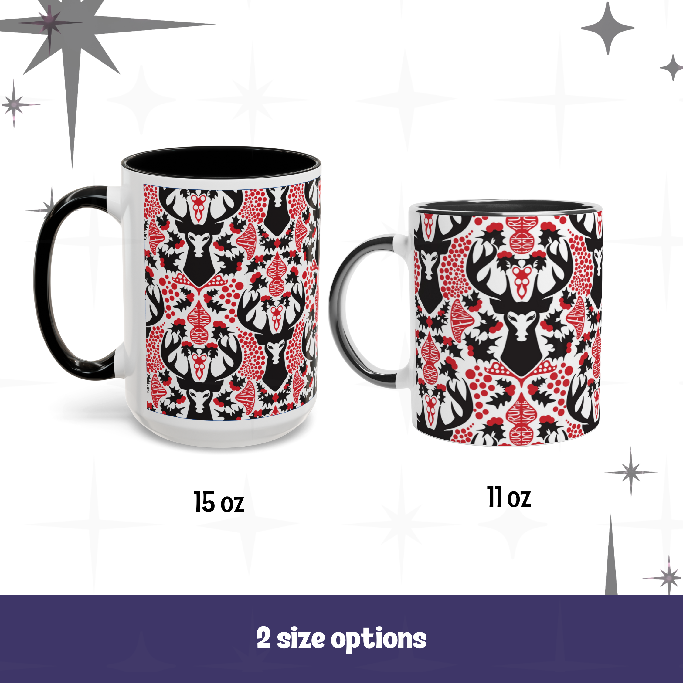Hidden Message Mug “F*ck Trump” “Stop Fascism” Woodland Stag Damask