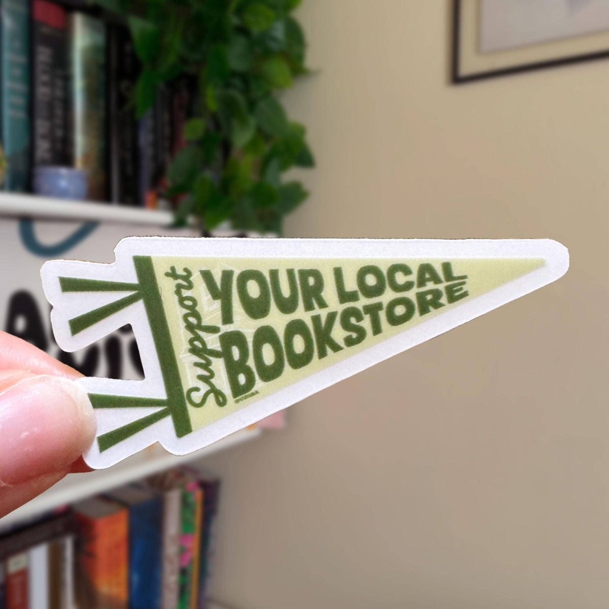 Pennant-shaped sticker with &