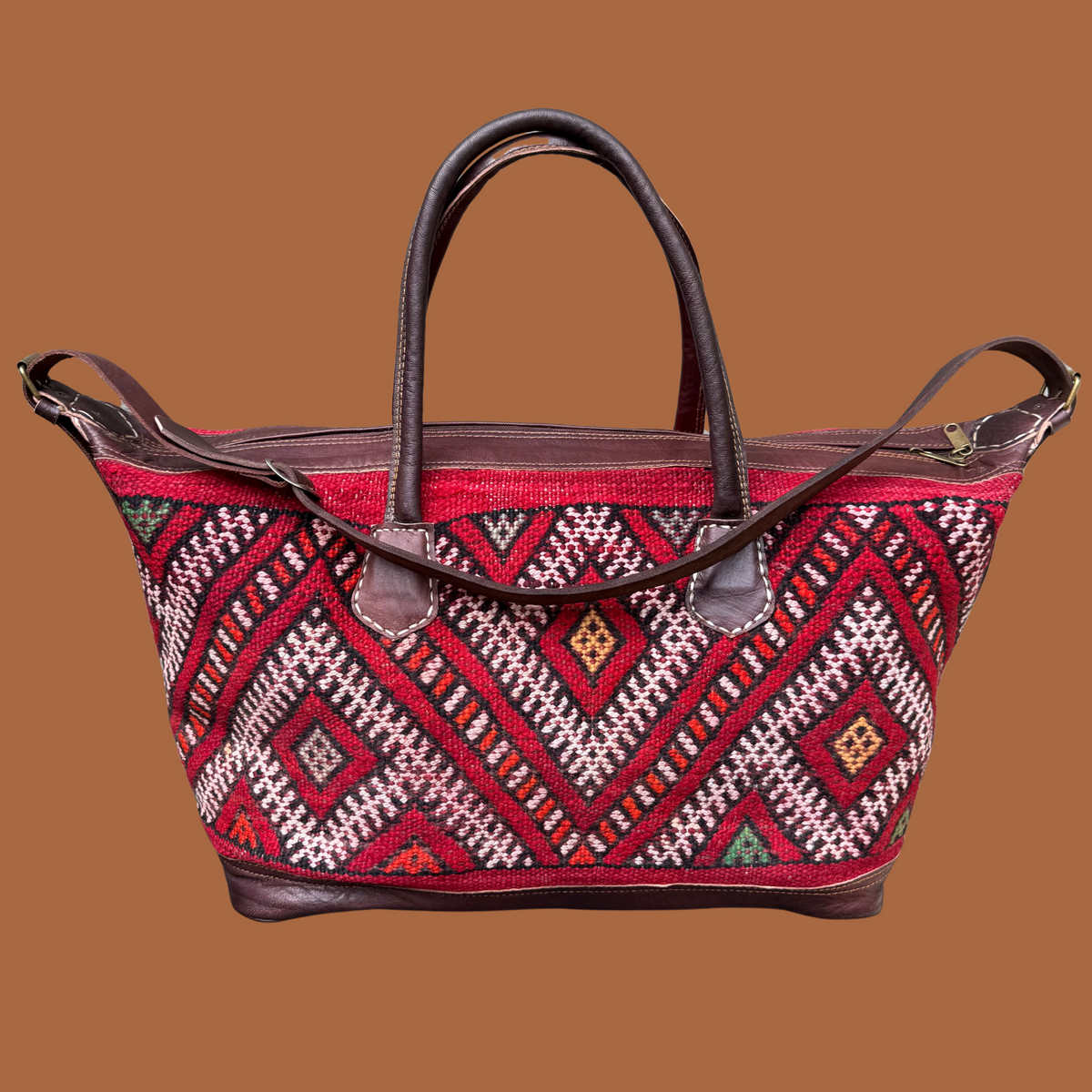Kilim & Leather Weekender Bag