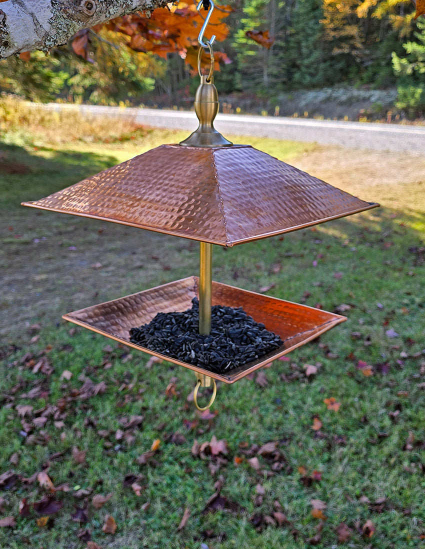 EasyFill™ Copper and Brass Square bird feeder 3102-SQ