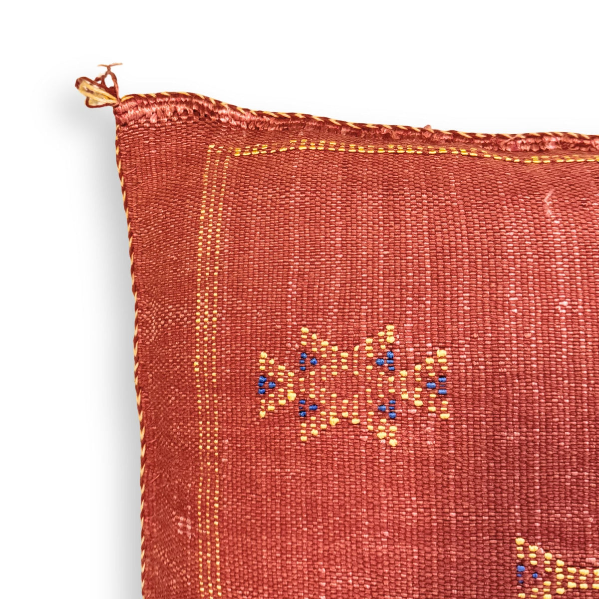Red-Orange Sabra Cactus Silk Kilim Pillow Cover | Handwoven Moroccan Home Decor