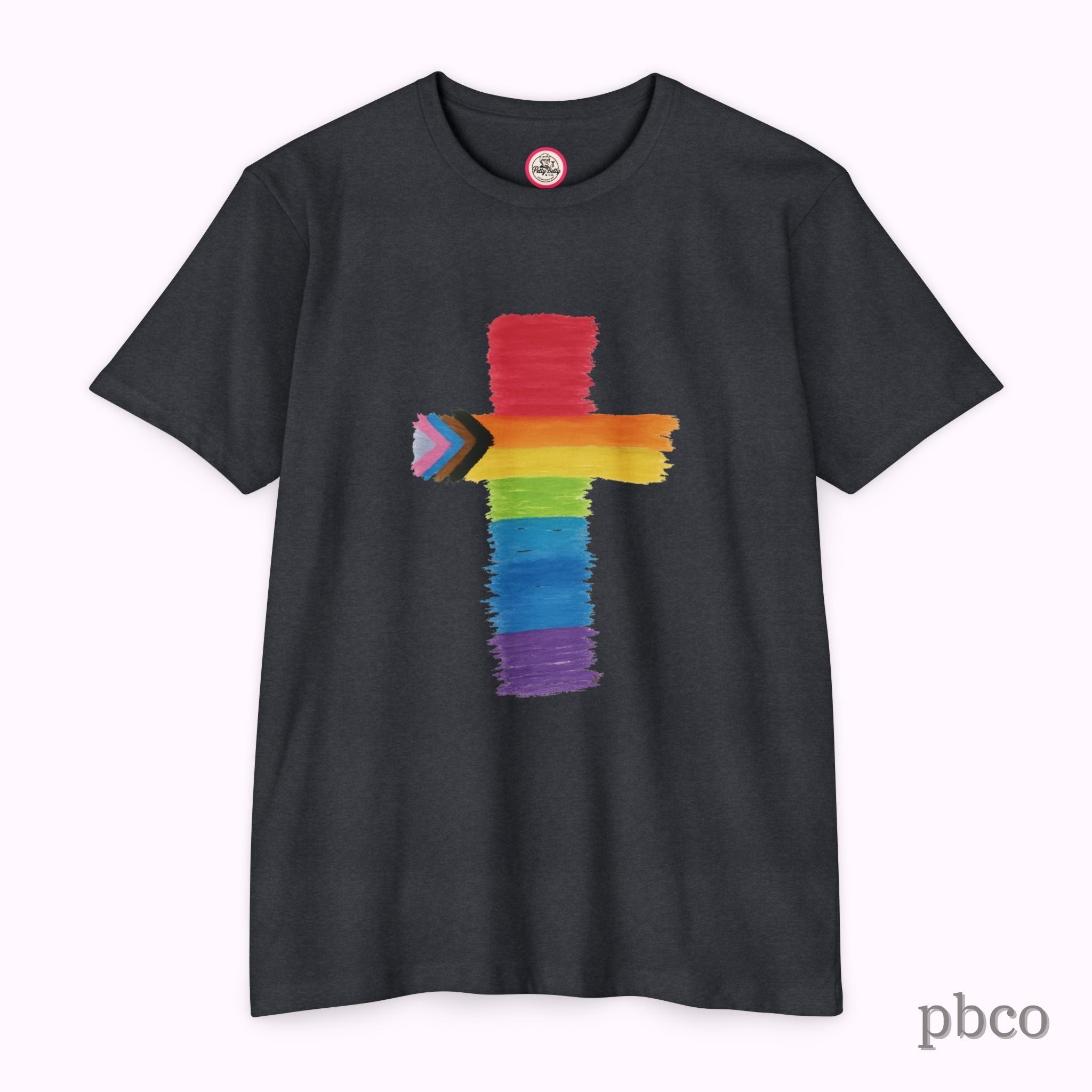 Inclusion Cross T-Shirt | Progress Pride | Affirming Faith