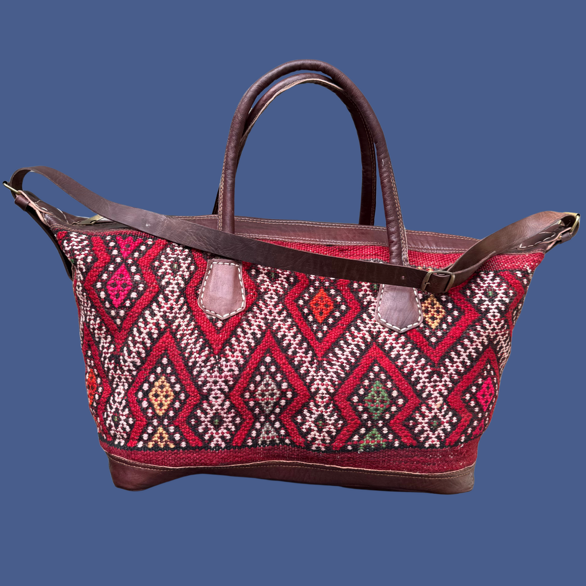 Kilim & Leather Weekender Bag