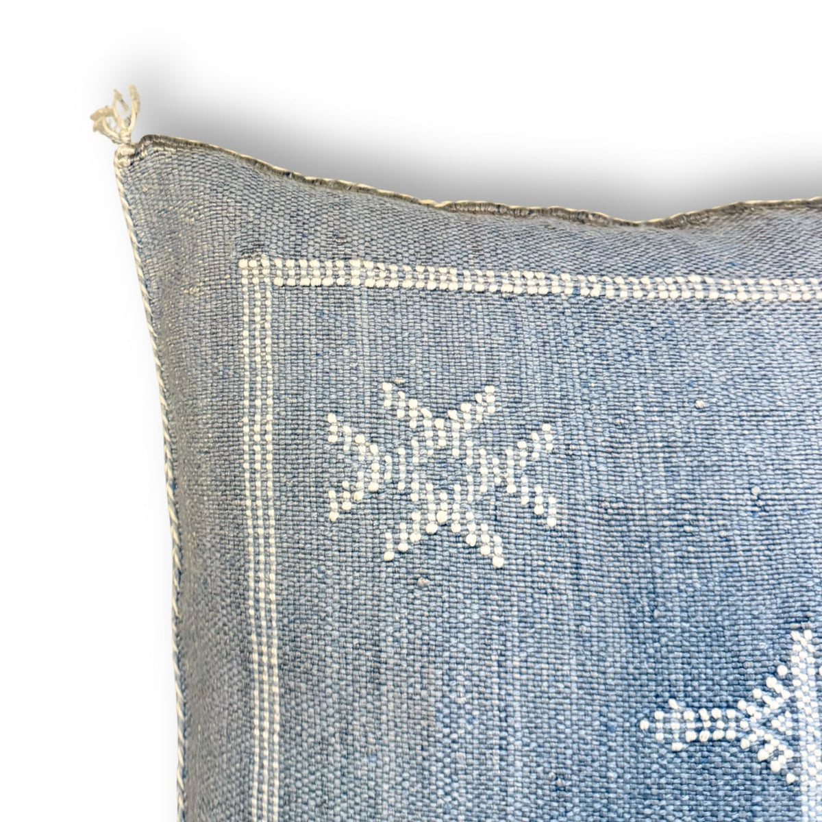 Light Blue Sabra Cactus Silk Kilim Pillow Cover | Handwoven Moroccan Home Decor