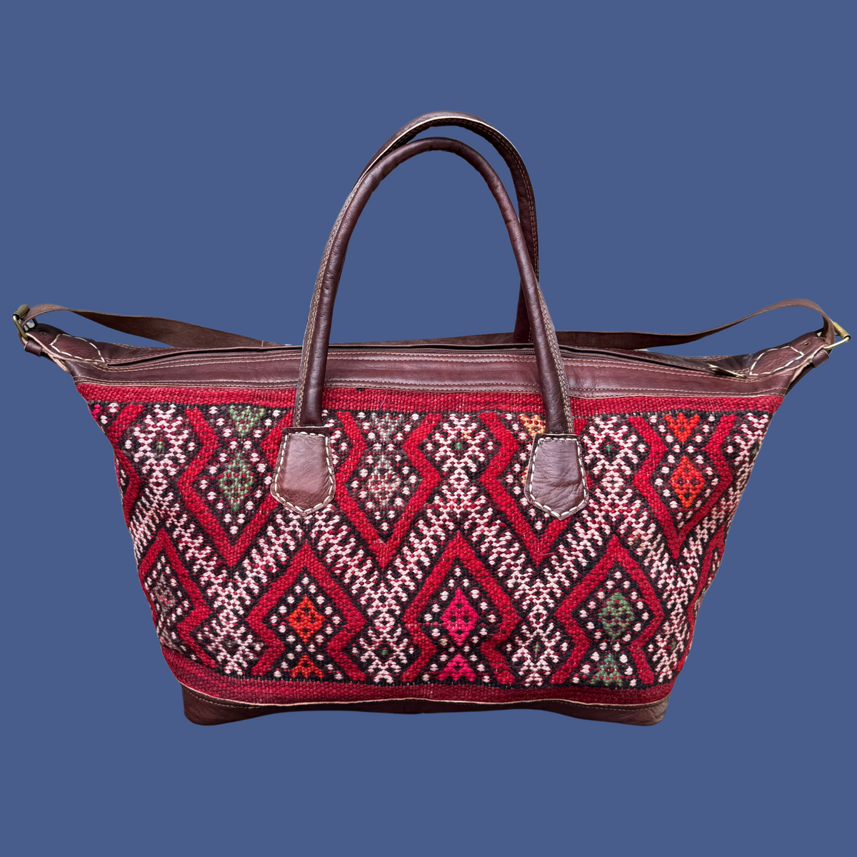 Kilim & Leather Weekender Bag