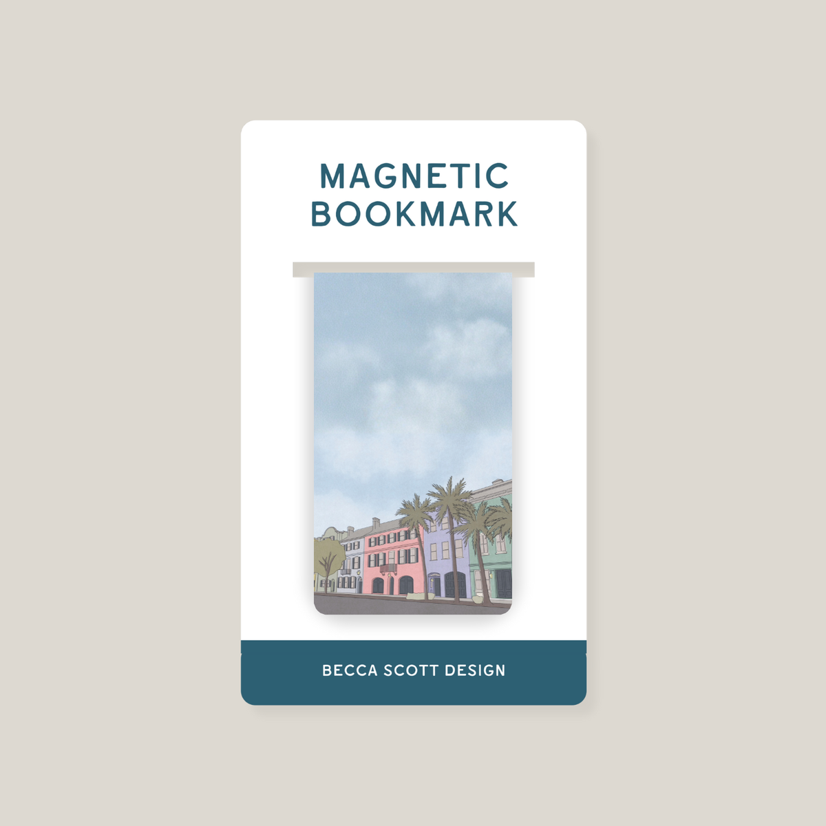 Rainbow Row Magnetic Bookmark