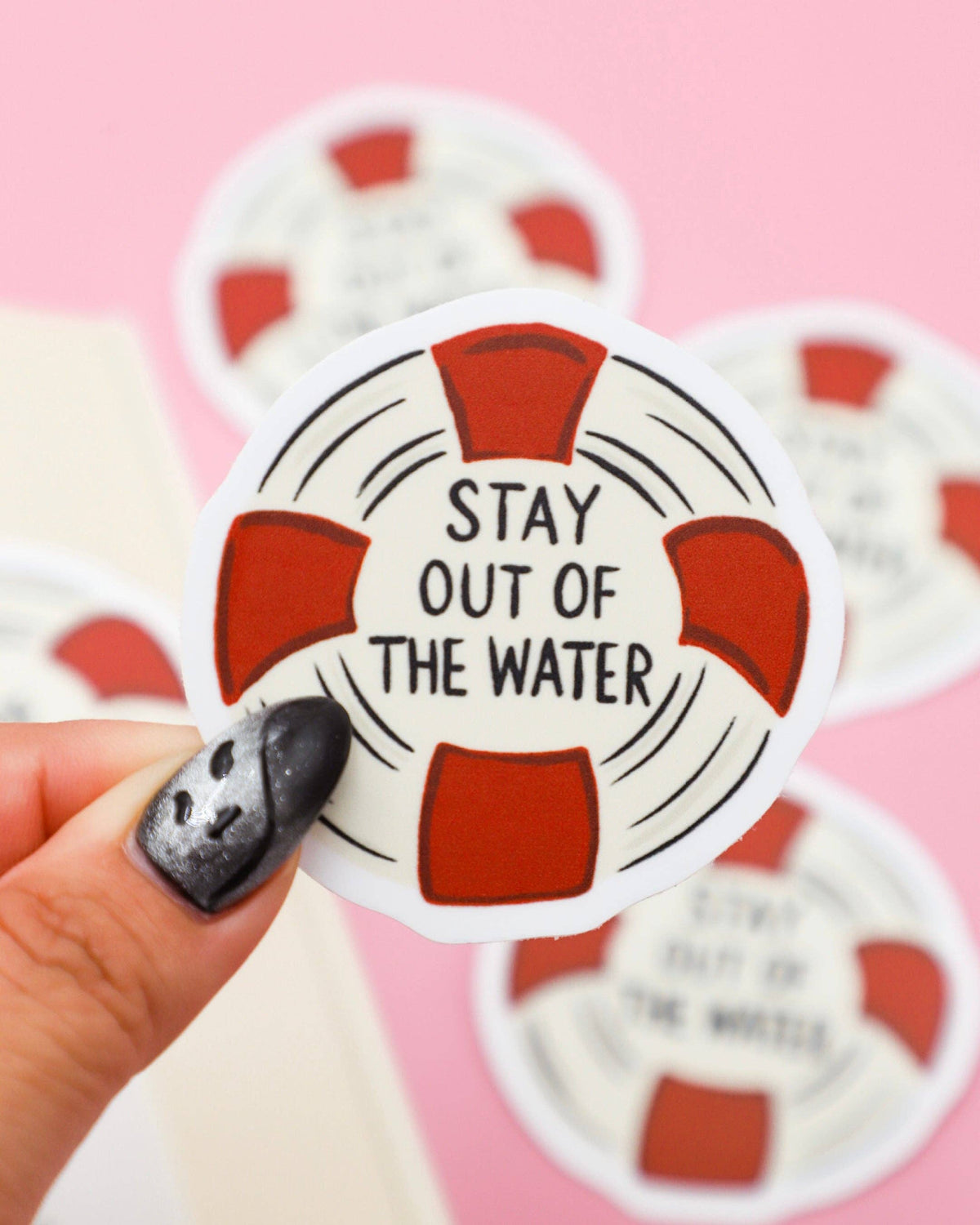 Life buoy-shaped sticker with &