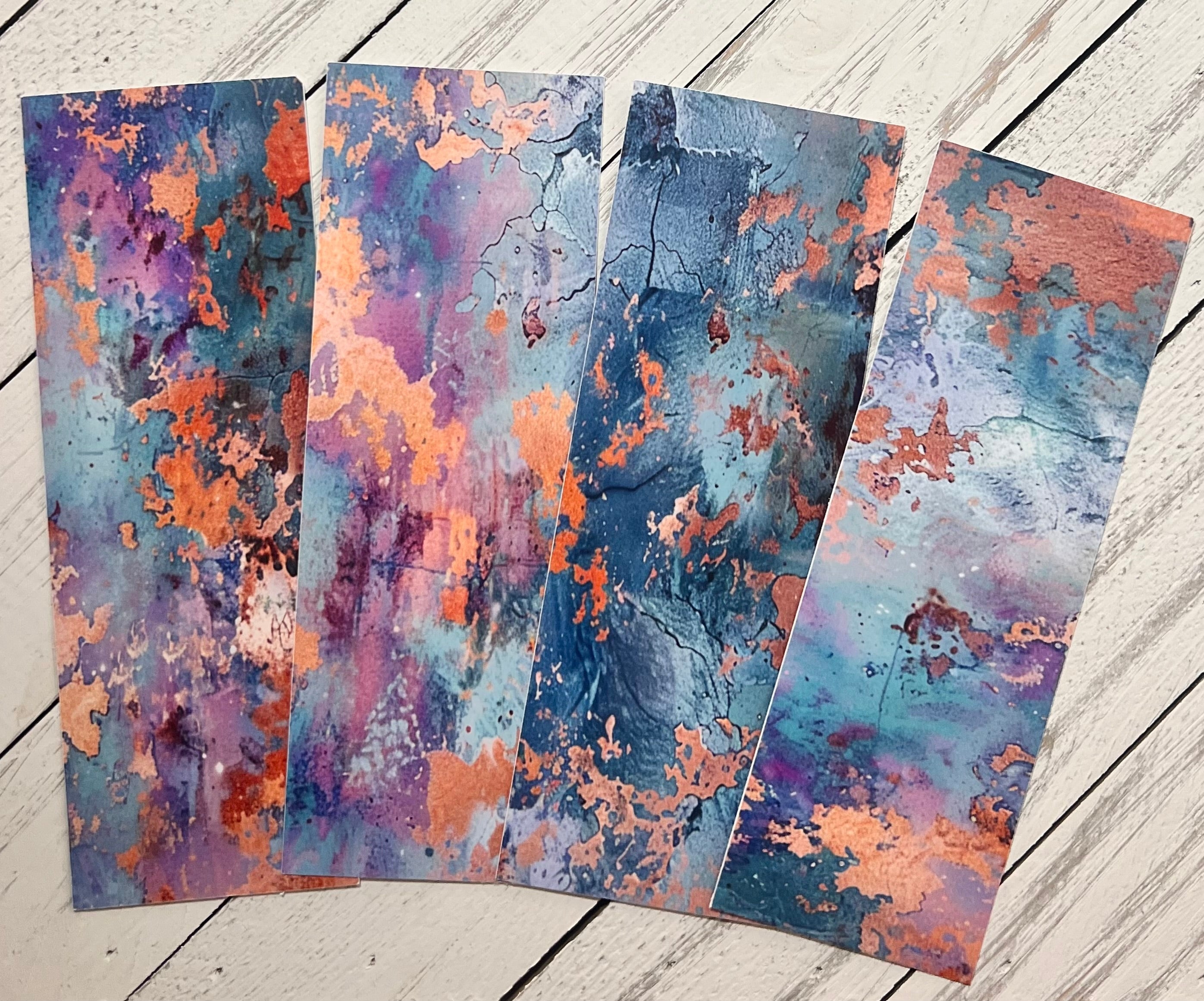 Blue Patina Bookmarks (Set of 4) | Art Bookmarks for Readers | Bossy Scribes