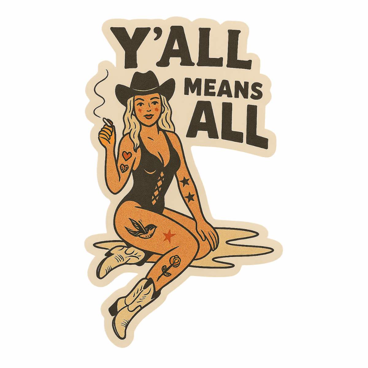 Y’all Means All Sticker | Inclusive Western Cowgirl Vinyl