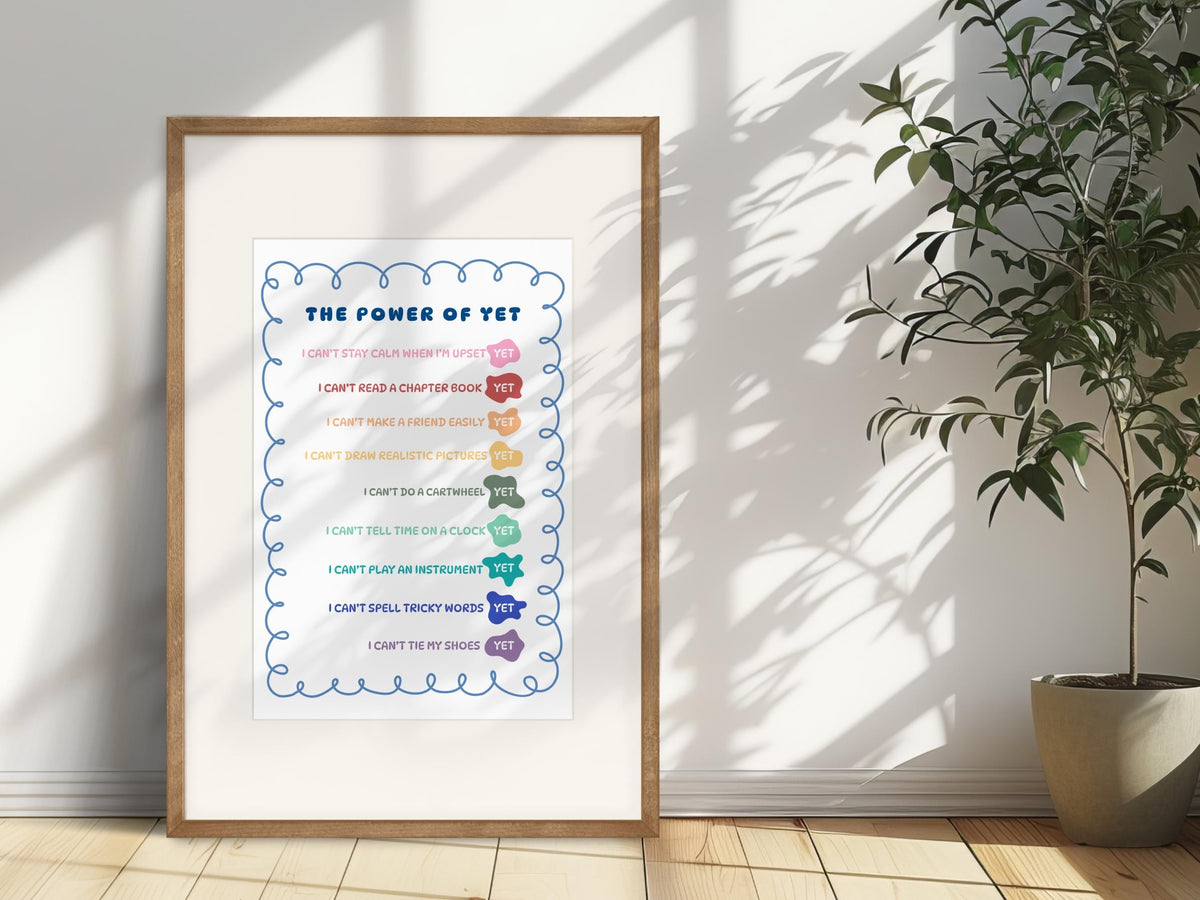 Growth Mindset Wall Art: Power of Yet, Classroom Counseling SEL Decor (Digital Download)