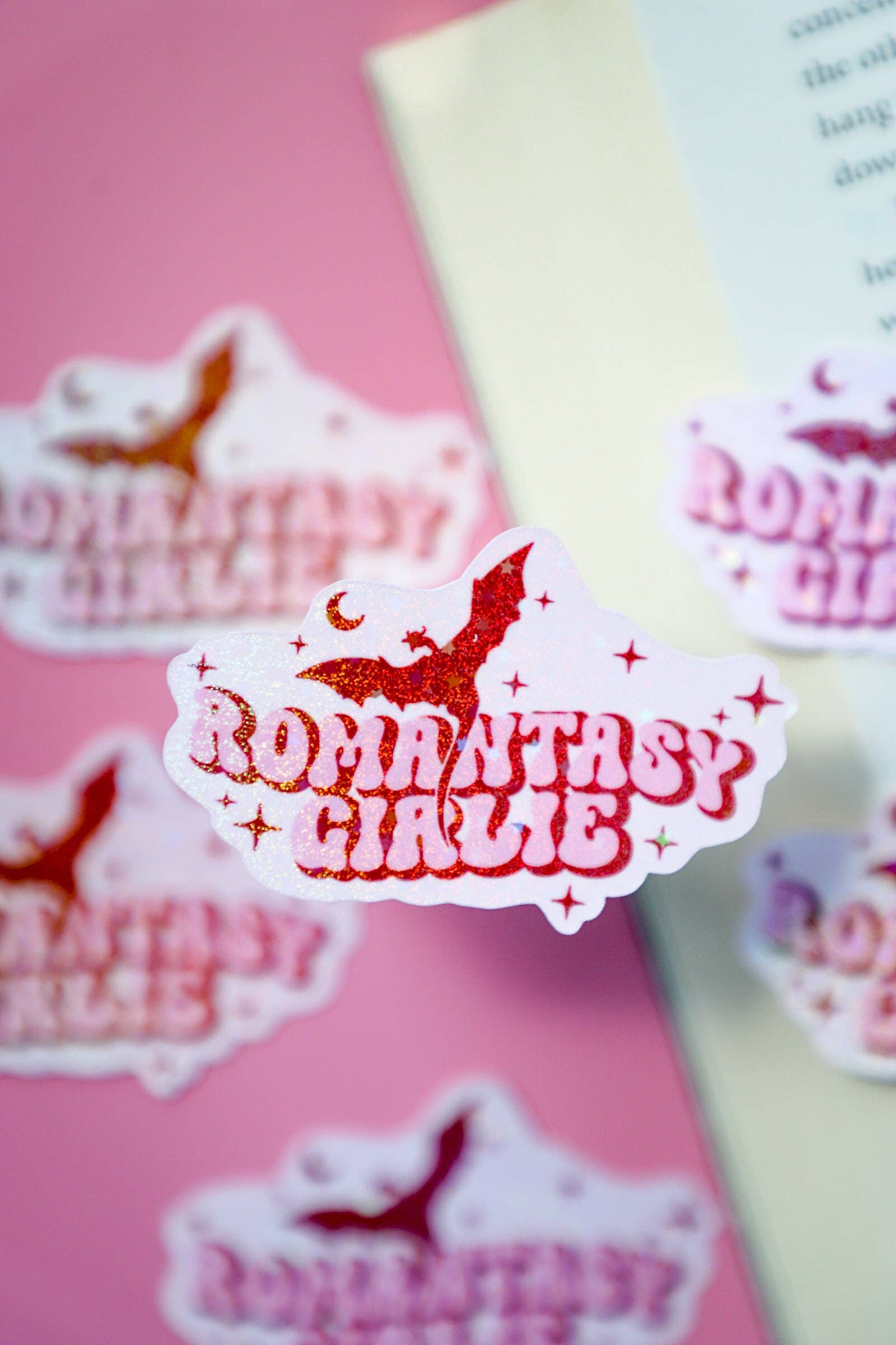 Romantasy Girlie Glitter Sticker | Fantasy Romance Reader Sticker