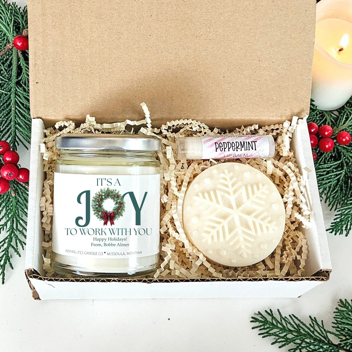 Corporate Holiday Candle - Gift Set Option