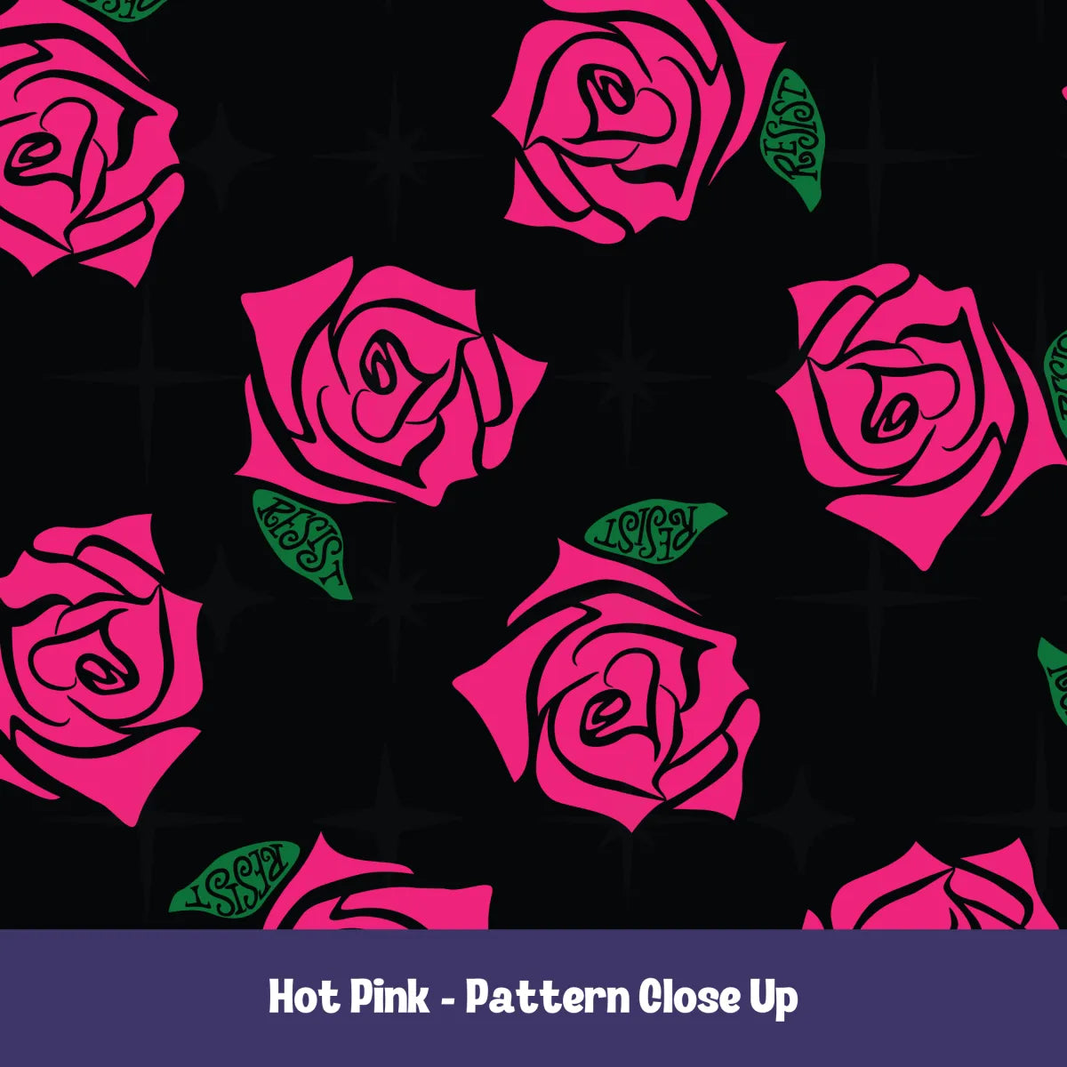 Resist Rose Pattern Tote Bag – Black Floral Statement Carryall, Blue Pink Purple Options