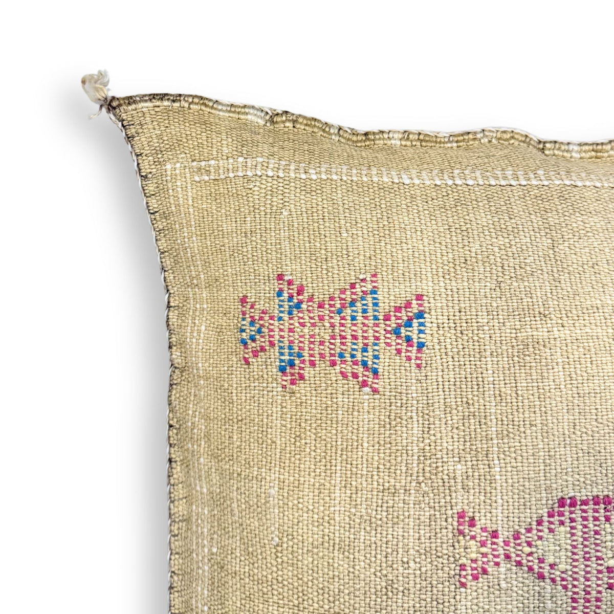 Gold Sabra Cactus Silk Kilim Pillow Cover | Handwoven Moroccan Home Decor