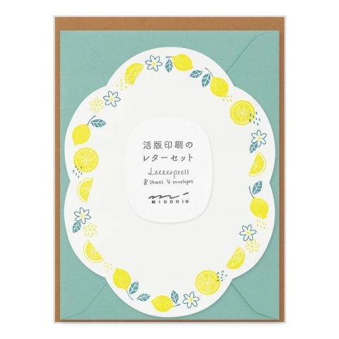 Letterpress Die-cut Lemon Stationery Set