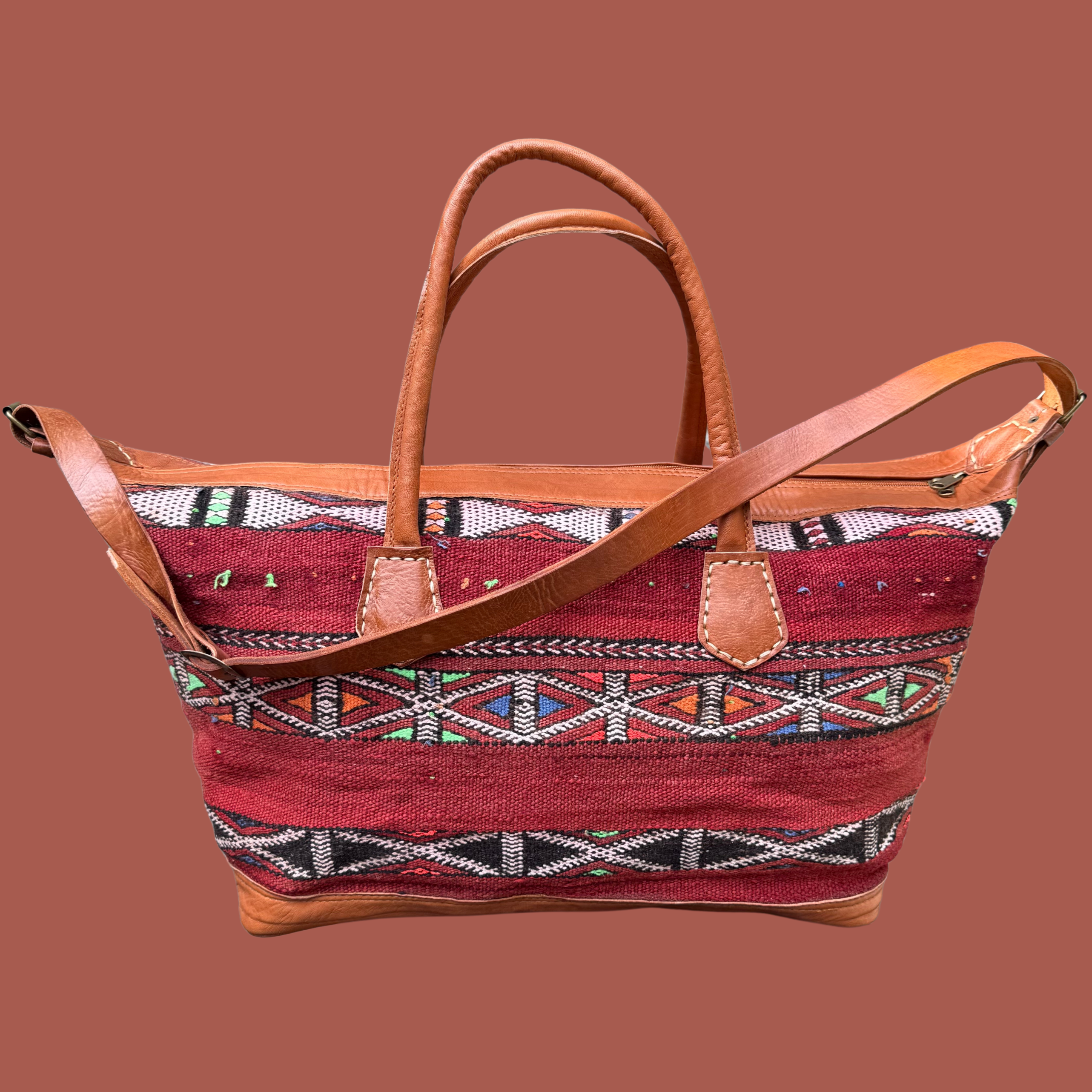 Kilim & Leather Weekender Bag