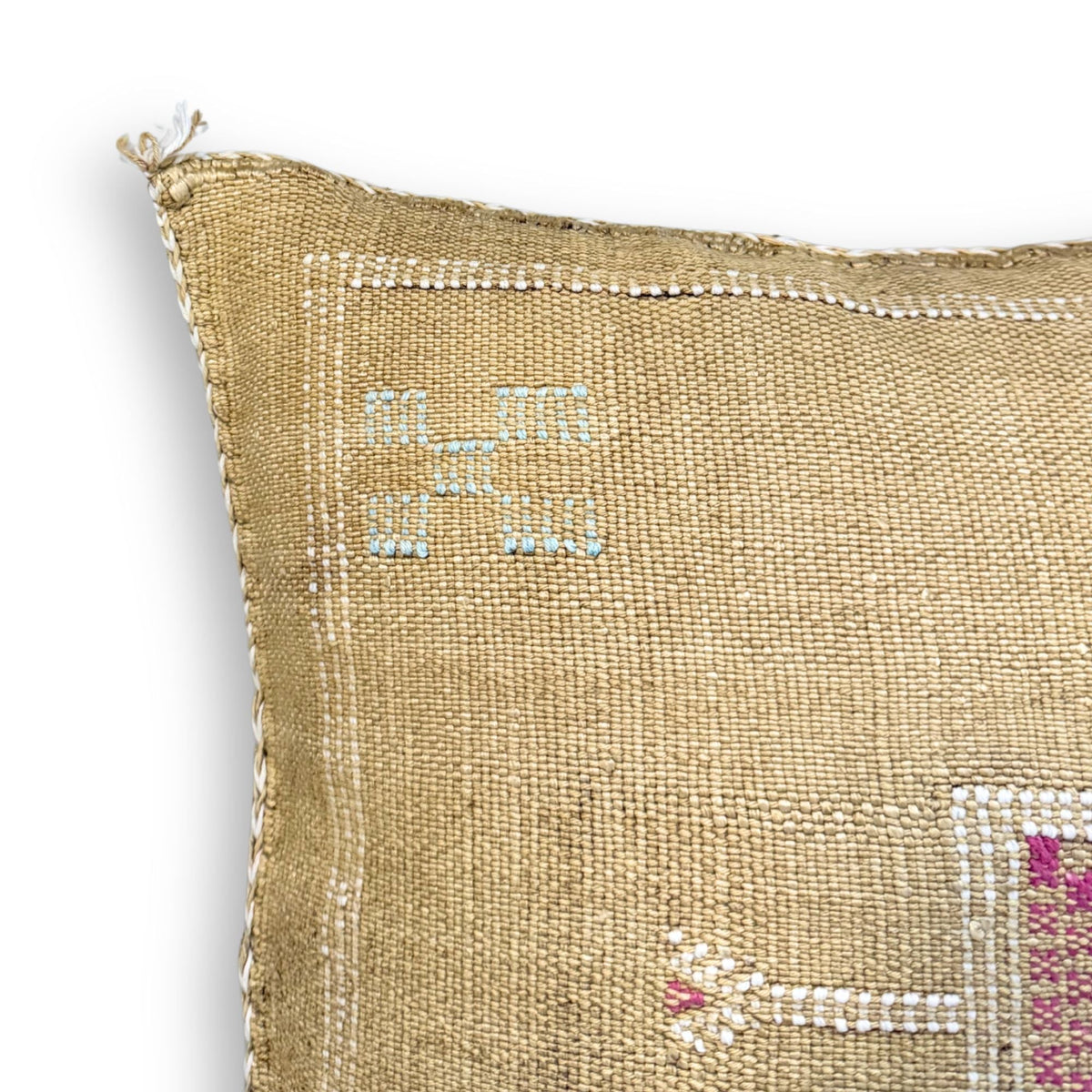 Gold Sabra Cactus Silk Kilim Pillow Cover | Handwoven Moroccan Home Decor