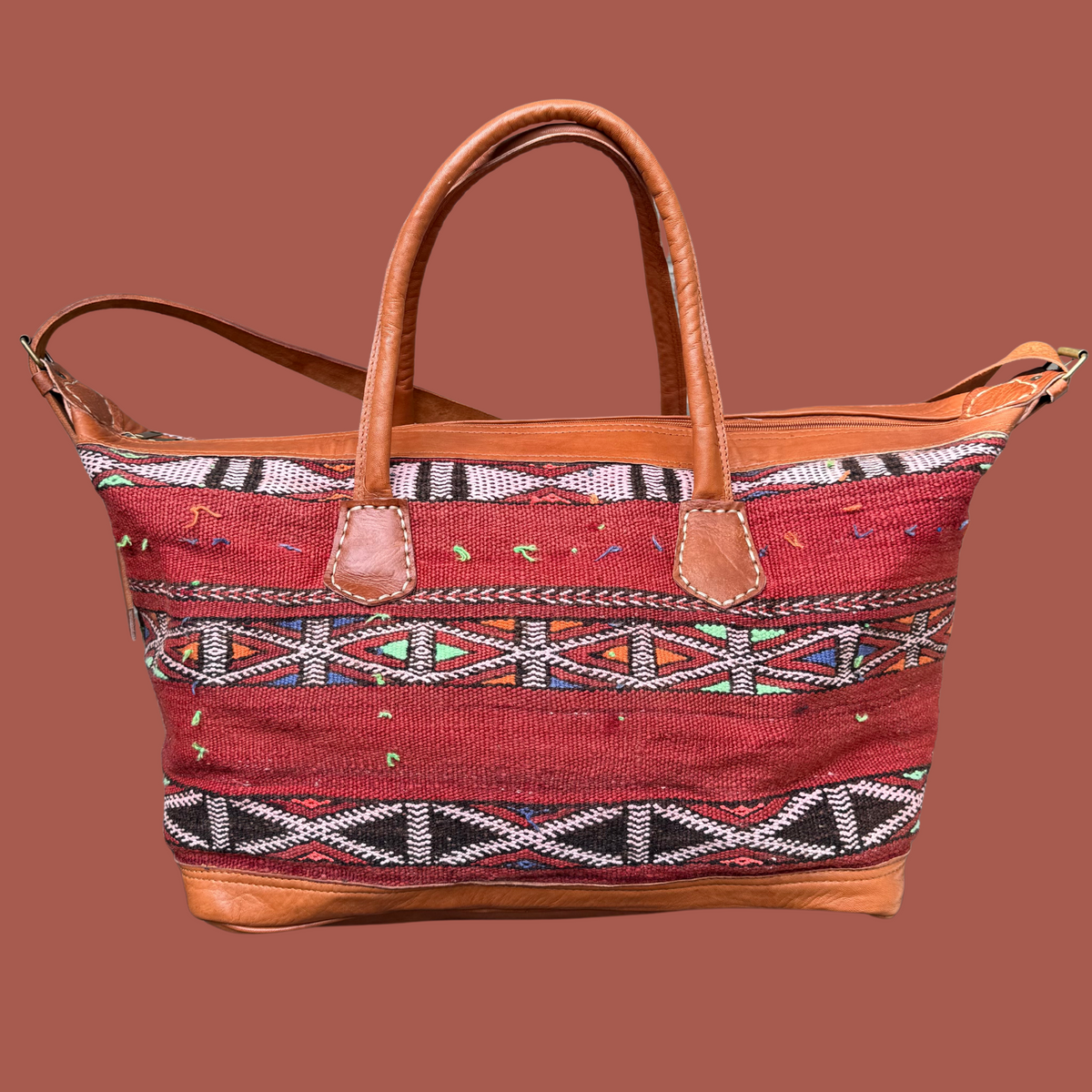 Kilim & Leather Weekender Bag