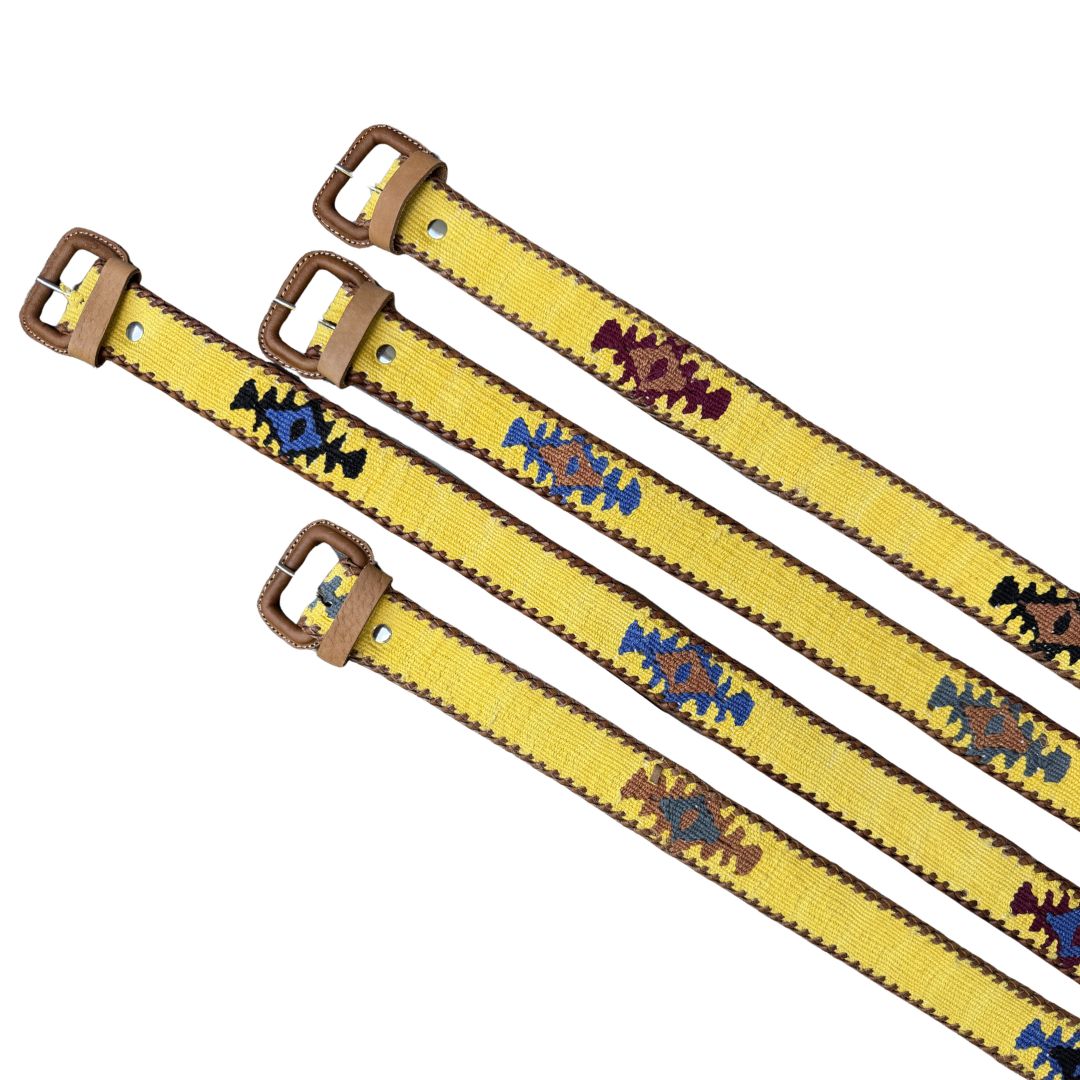 Yellow Handwoven Guatemalan Whip-Stitched Belt