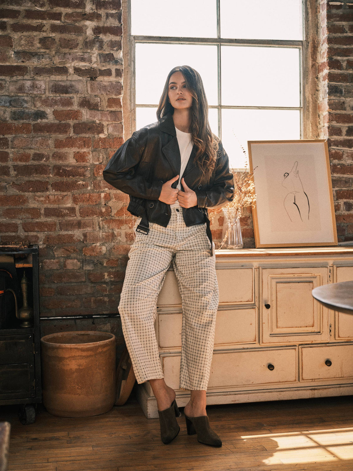 Oxford Plaid Barrel Pants