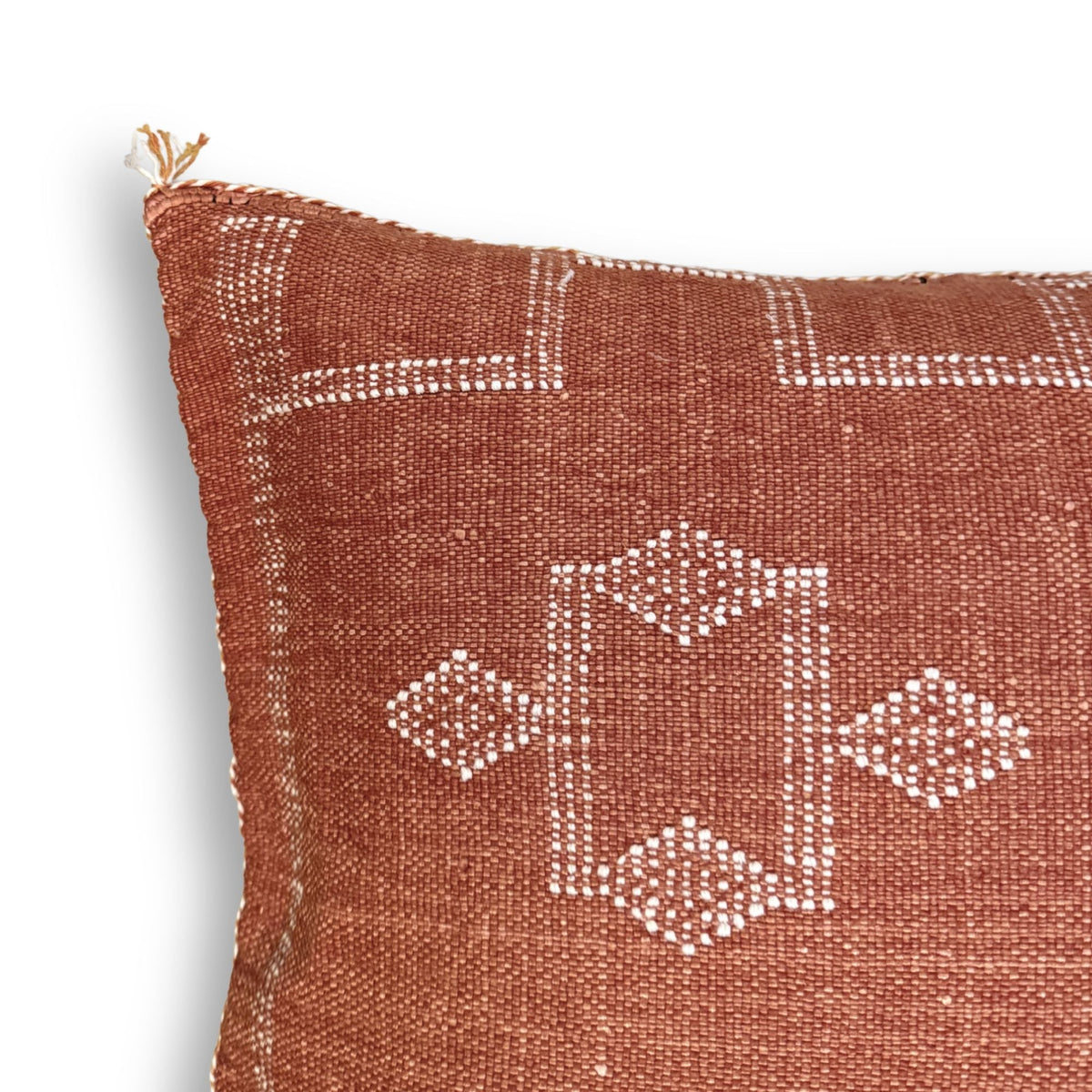 Terracotta Large Sabra Cactus Silk Lumbar Pillow Cover | Handwoven in Morocco