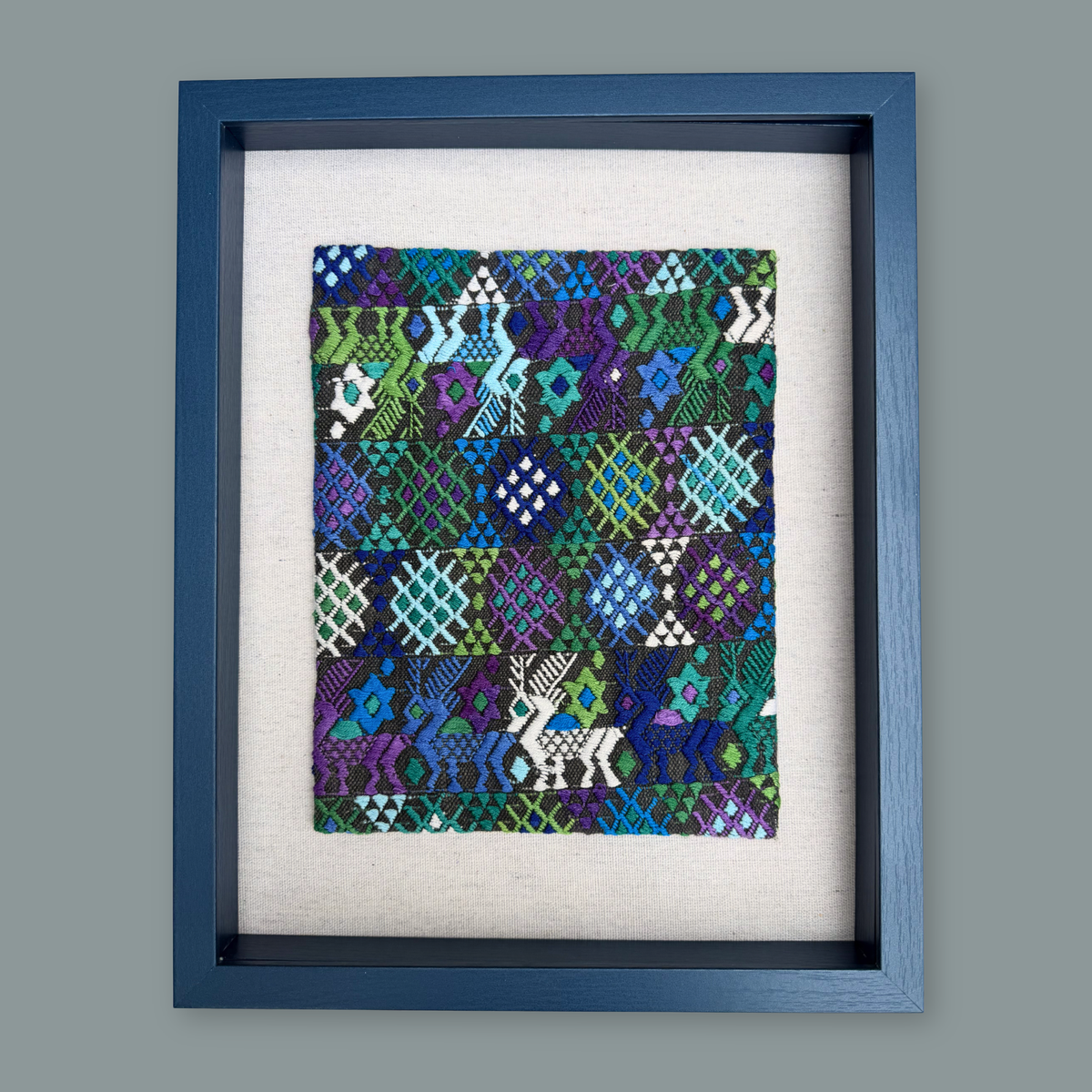 Framed Handwoven Textile (Blue Frame)