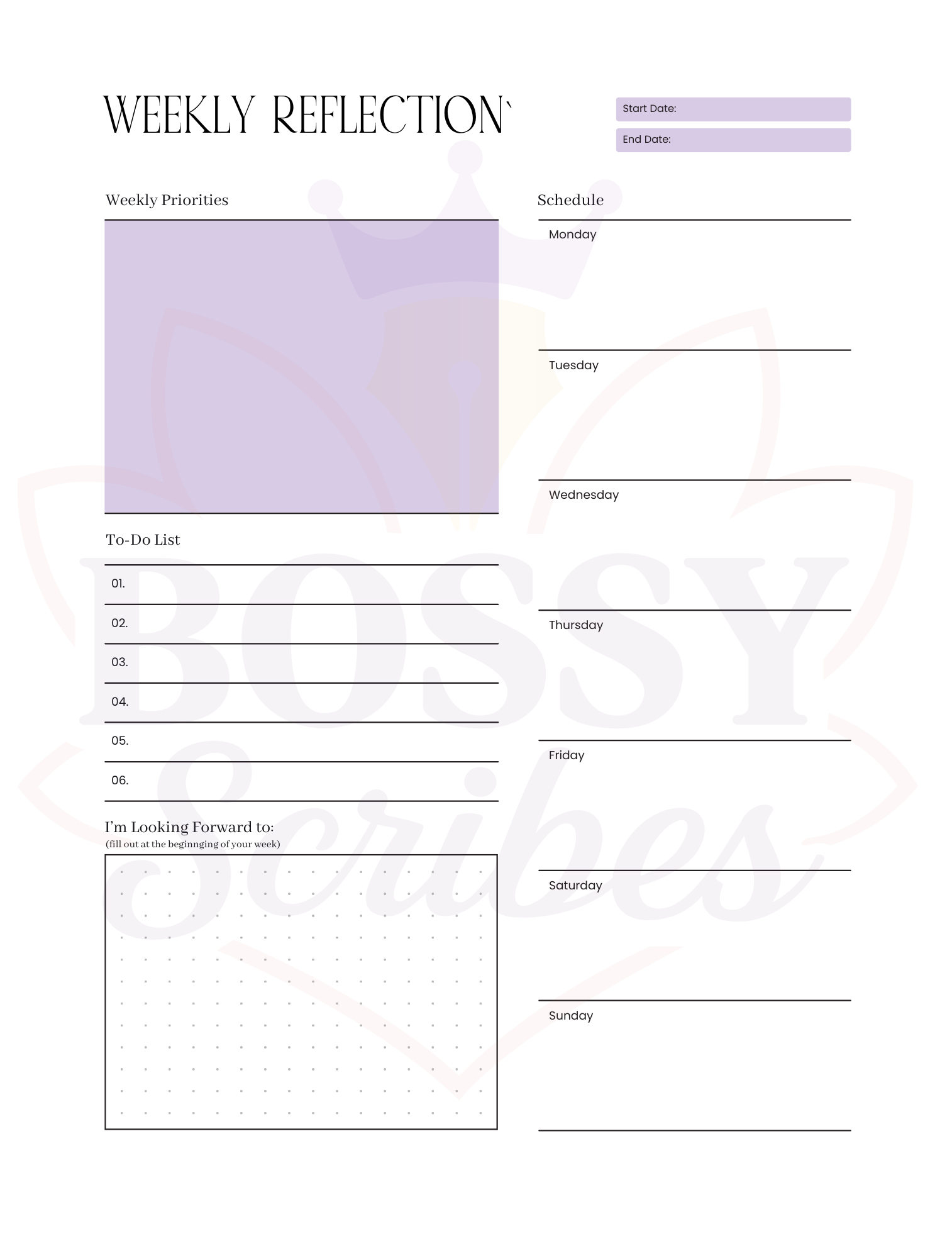 Bossy Scribes Life & Business 3 mo Planner (7.25" x 9.75")