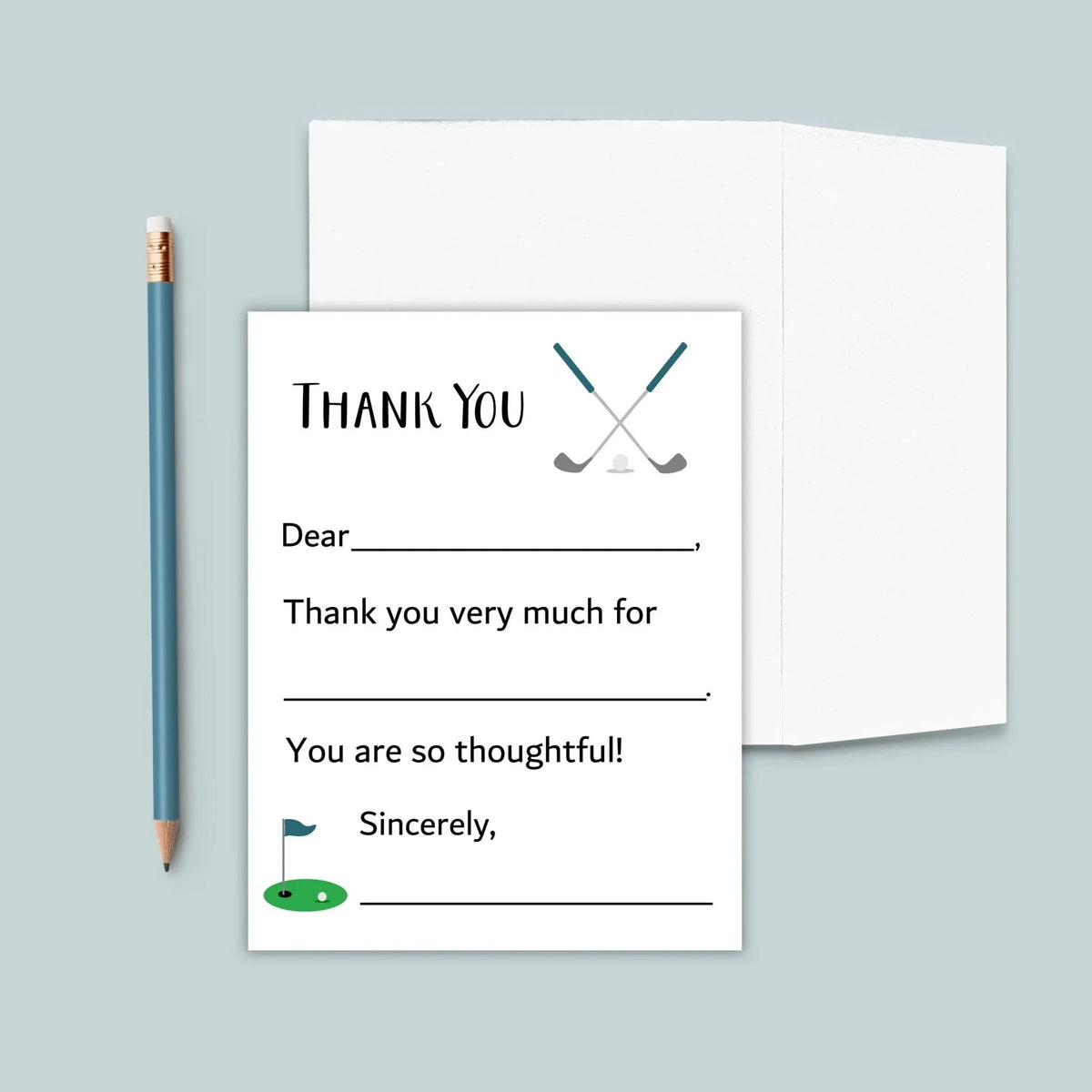 Golf (Blue) - Fill-in Thank You Notes - The Note House