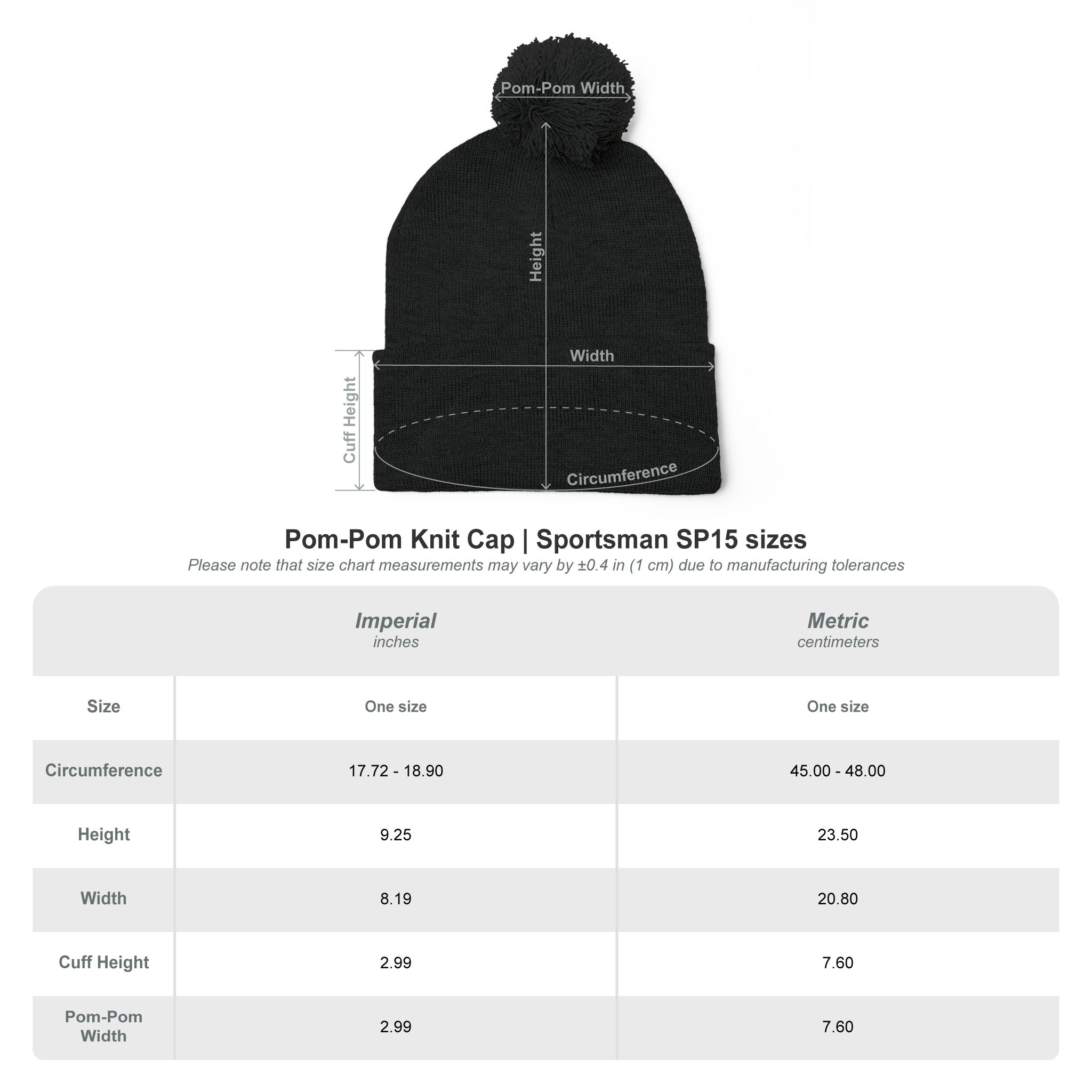 Pom-Pom Knit Cap - Embroidered &